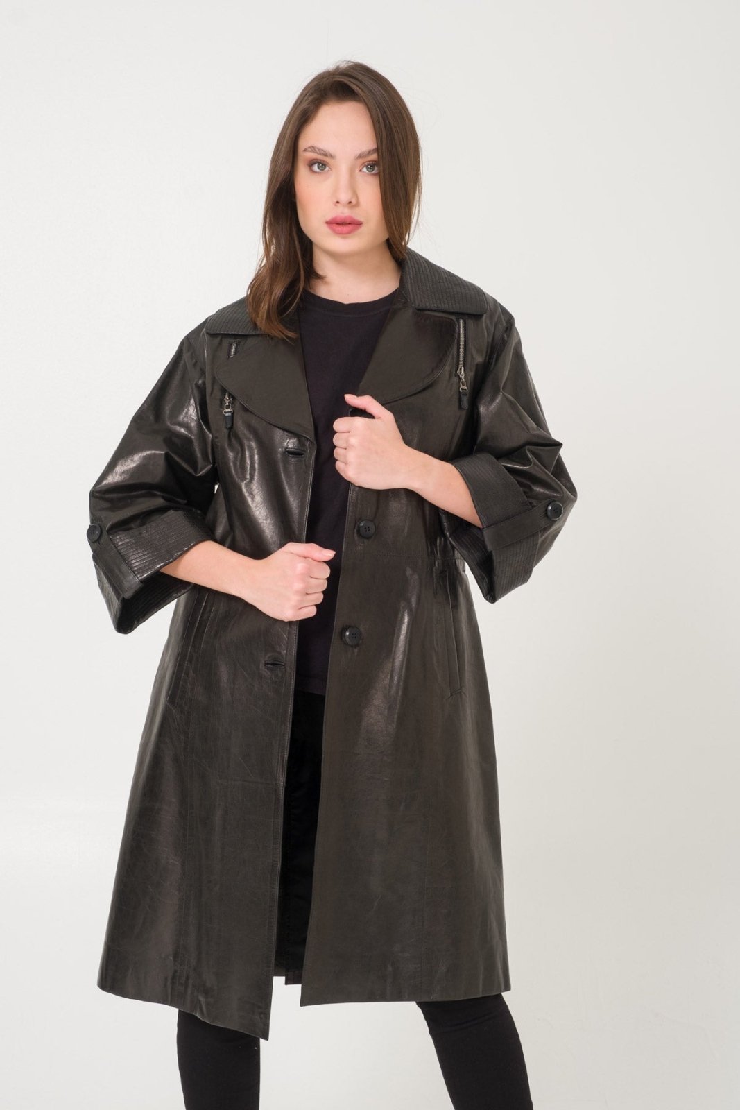 Black Leather Coat - ADAMO