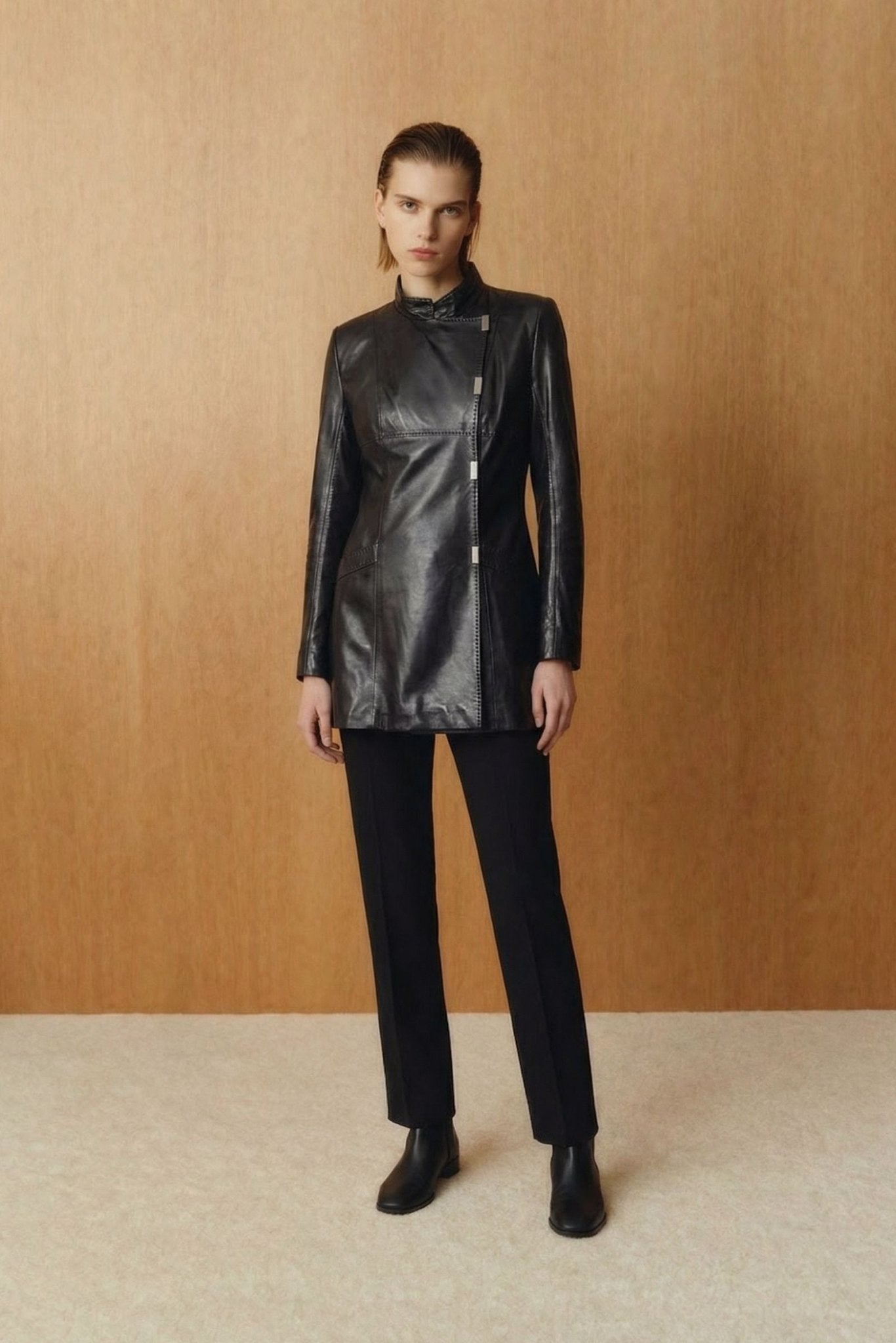 Black Leather Coat - ADAMO
