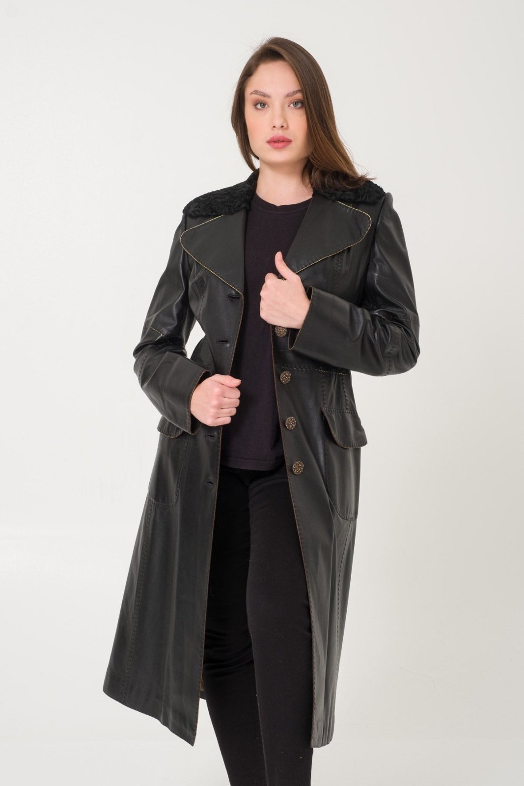 Black Leather Coat - ADAMO