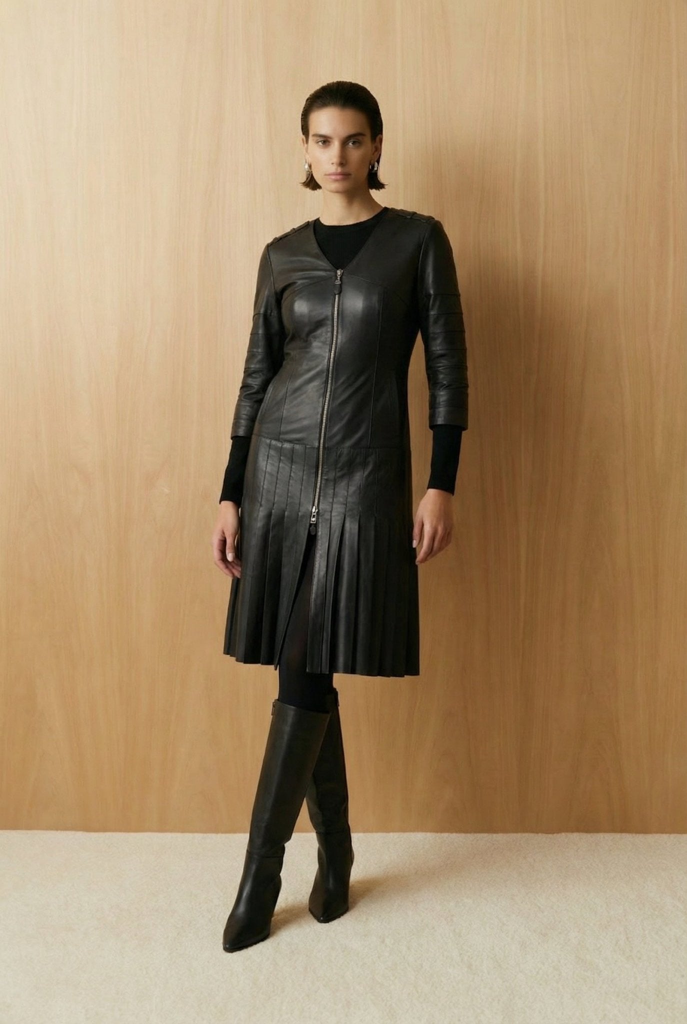 Black Leather Coat - ADAMO