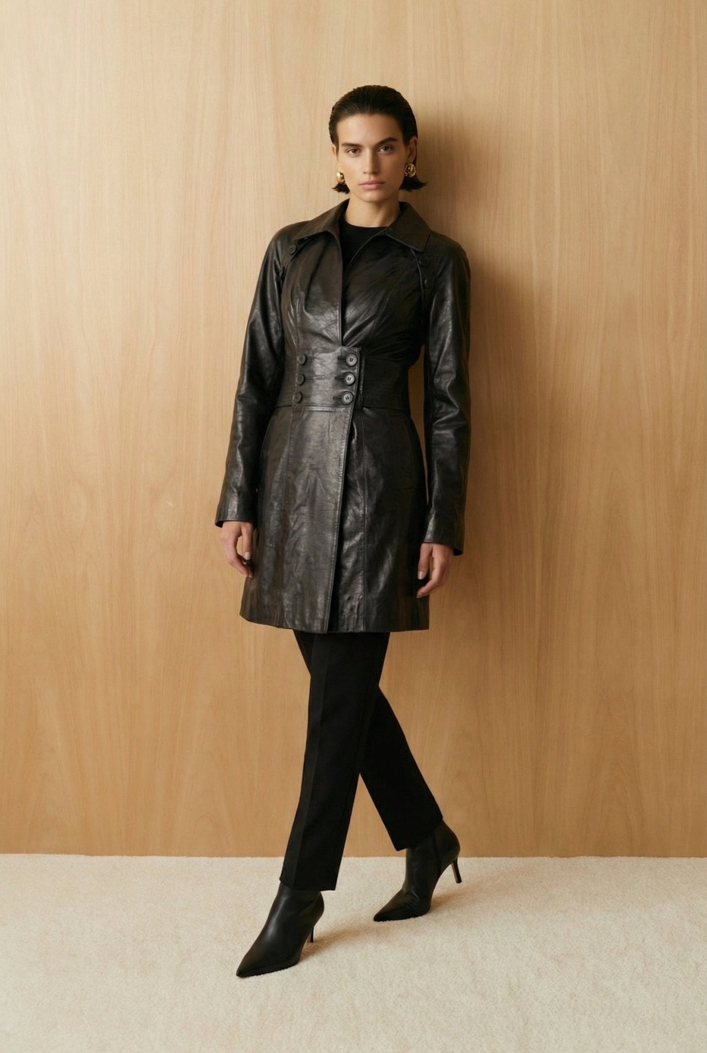 Black Leather Coat - ADAMO
