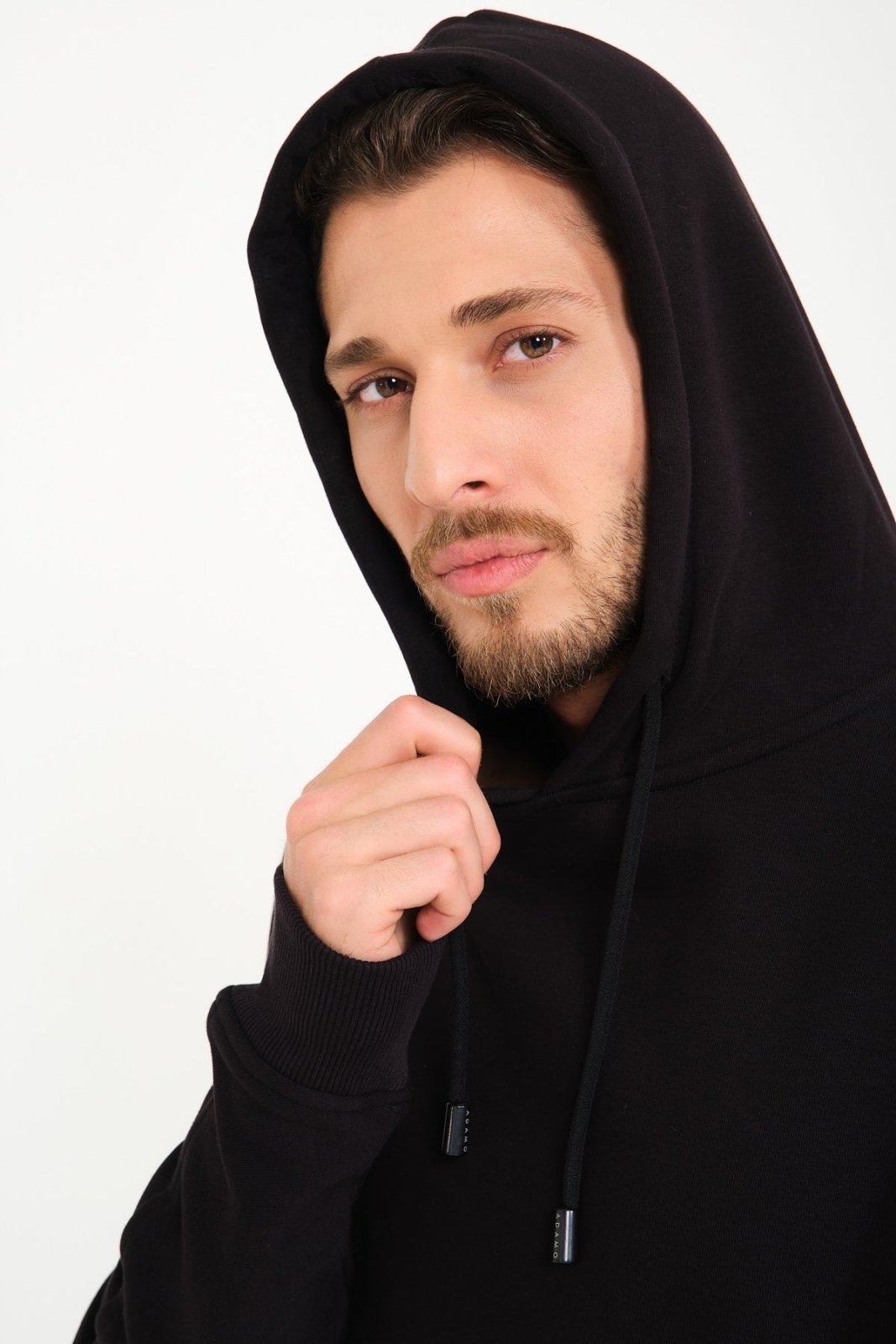 Black Leather Print Hoodie - ADAMO