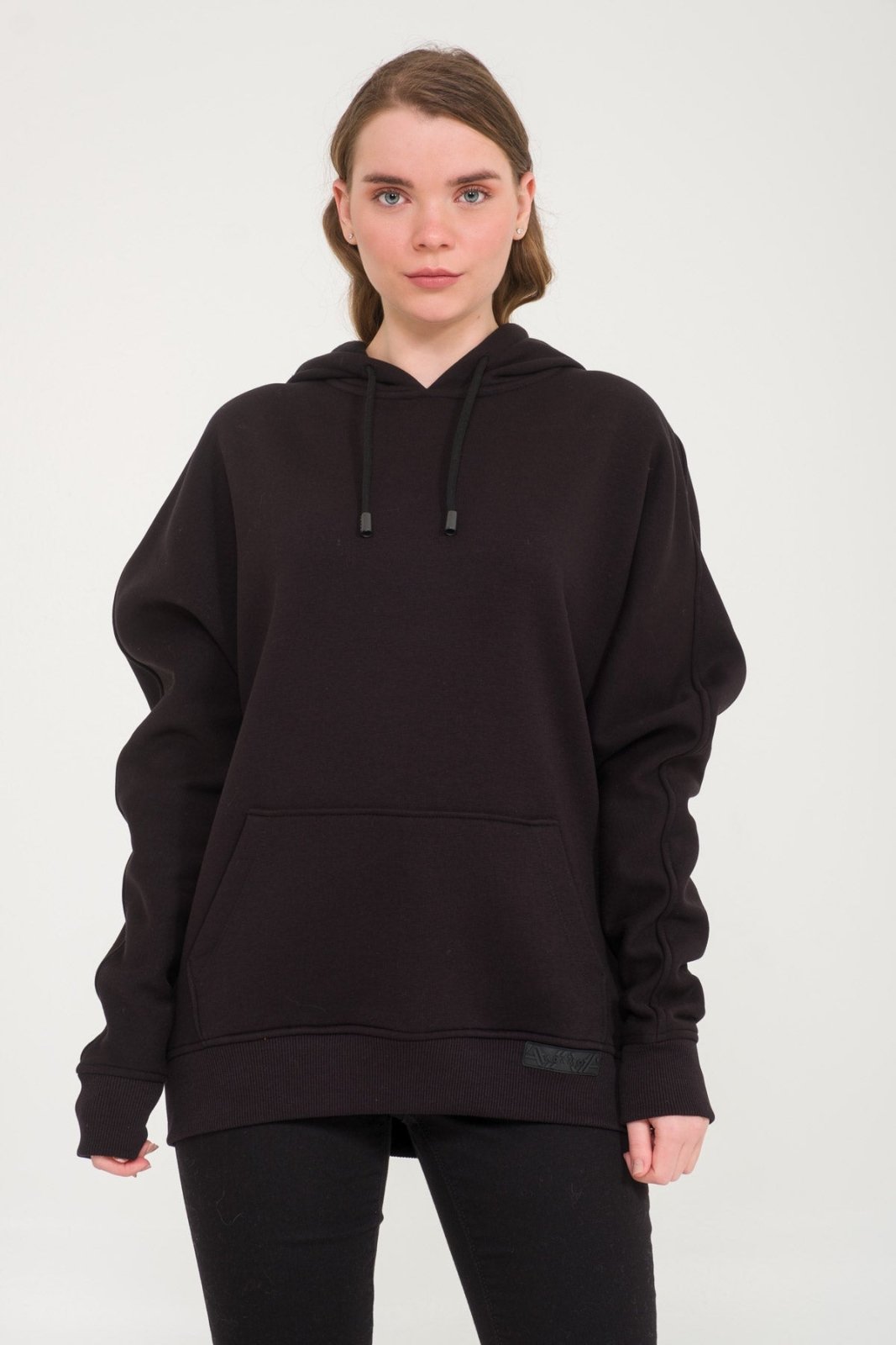 Black Leather Print Hoodie - ADAMO