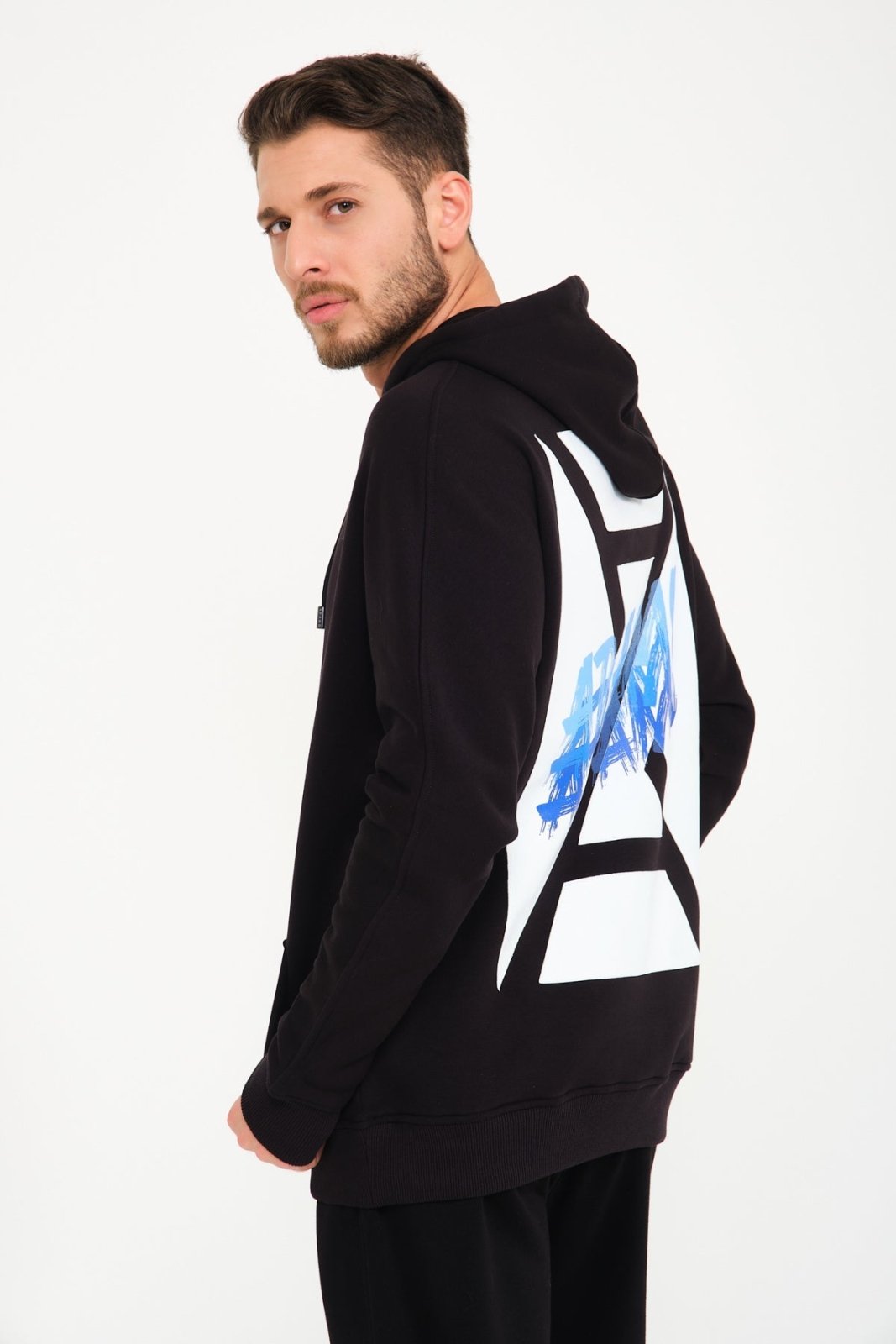 Black Leather Print Hoodie - ADAMO