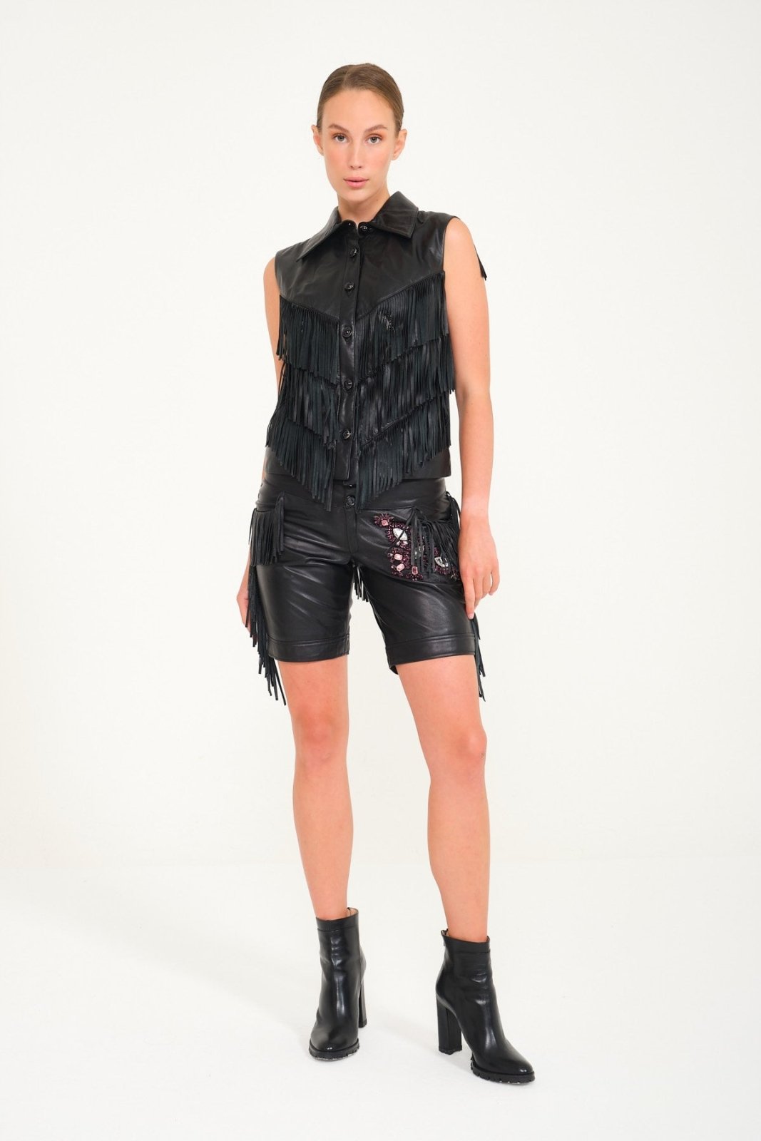 Black Leather Short - ADAMO