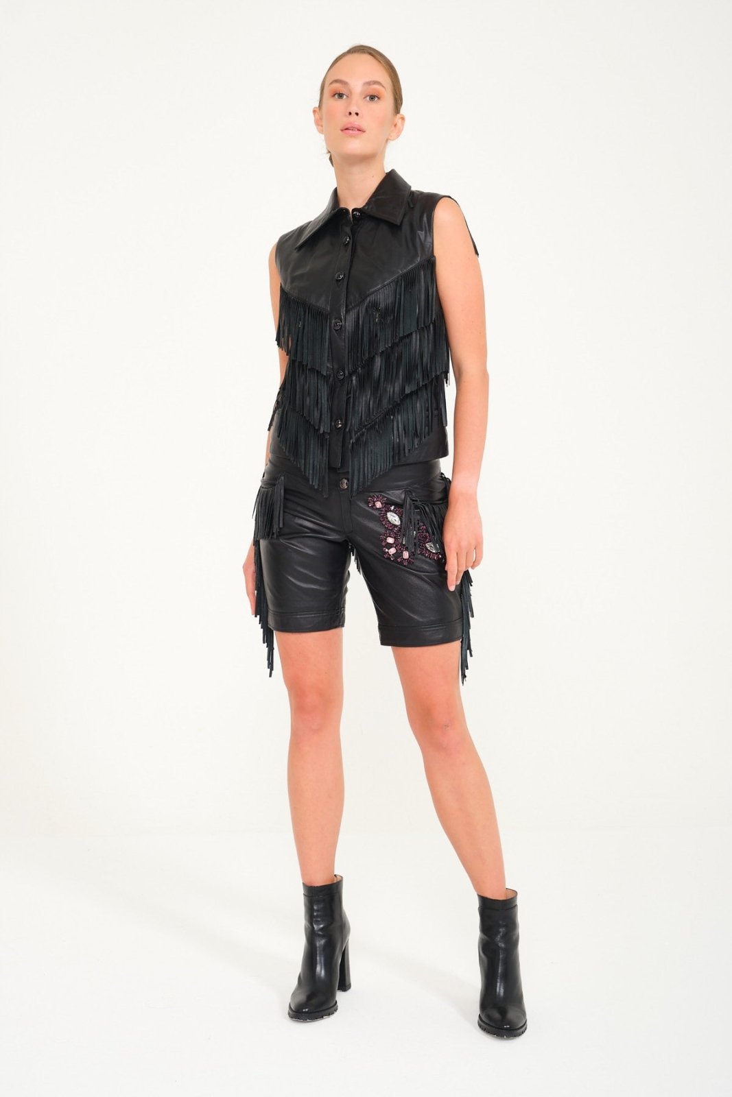 Black Leather Short - ADAMO