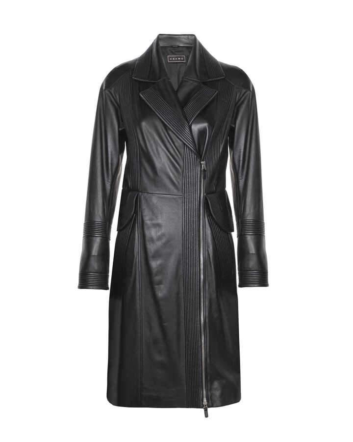 Black Leather Trench Coat - ADAMO