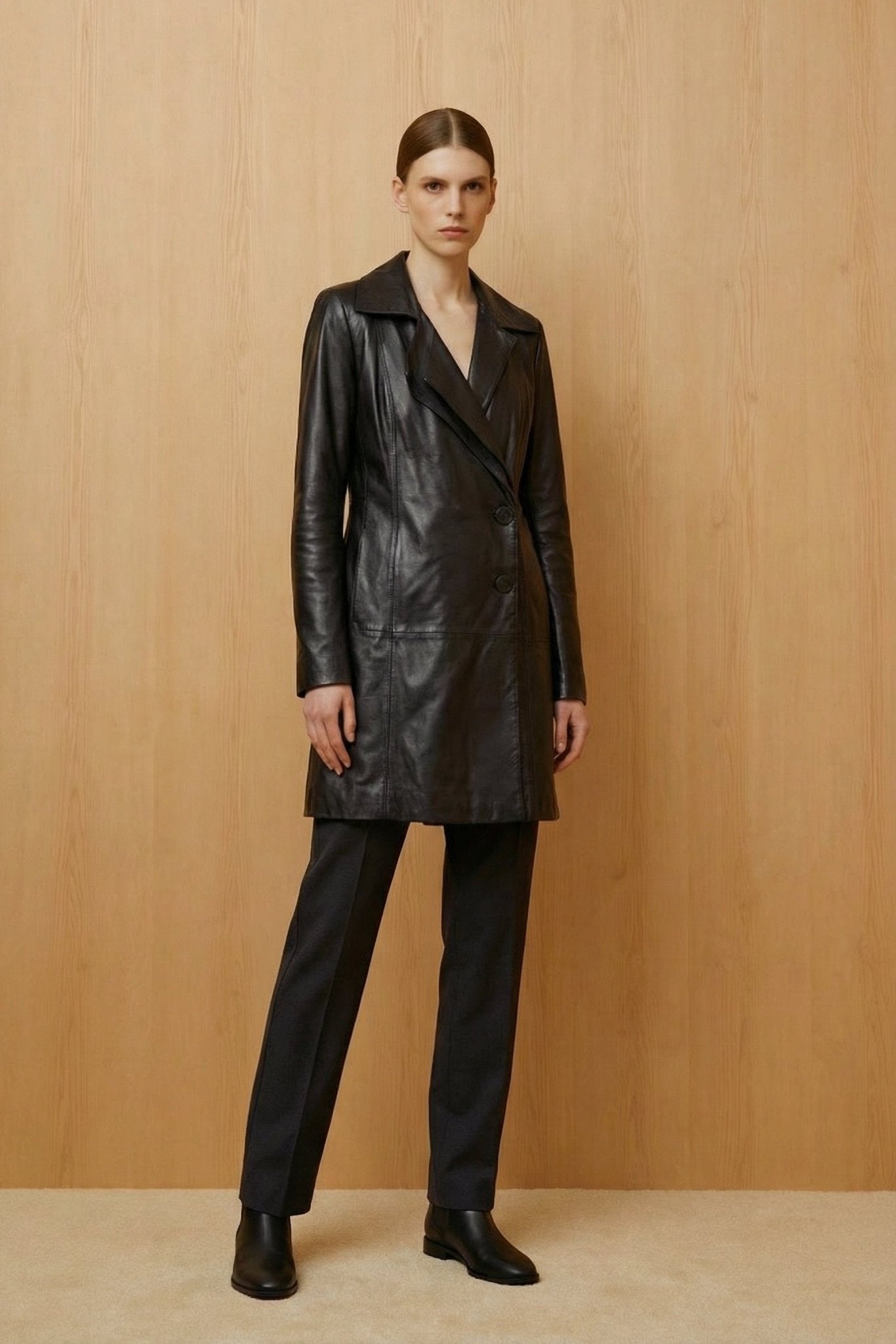 Black Leather Trench Coat - ADAMO