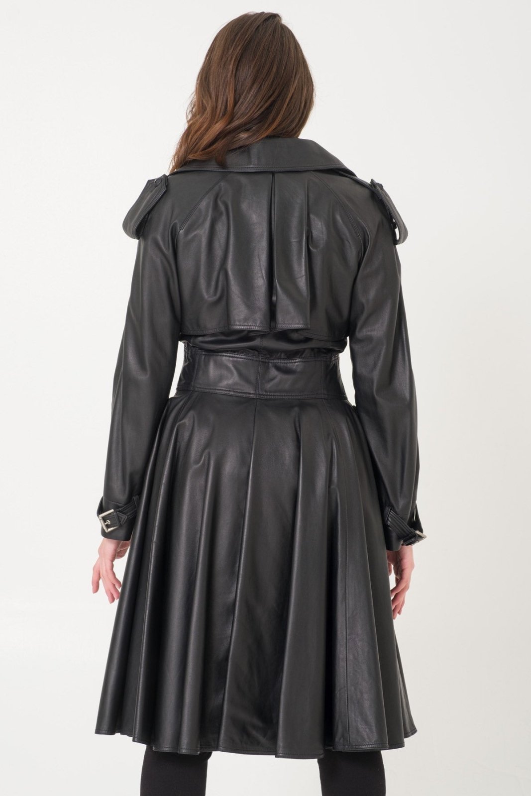 Black Leather Trench Coat - ADAMO