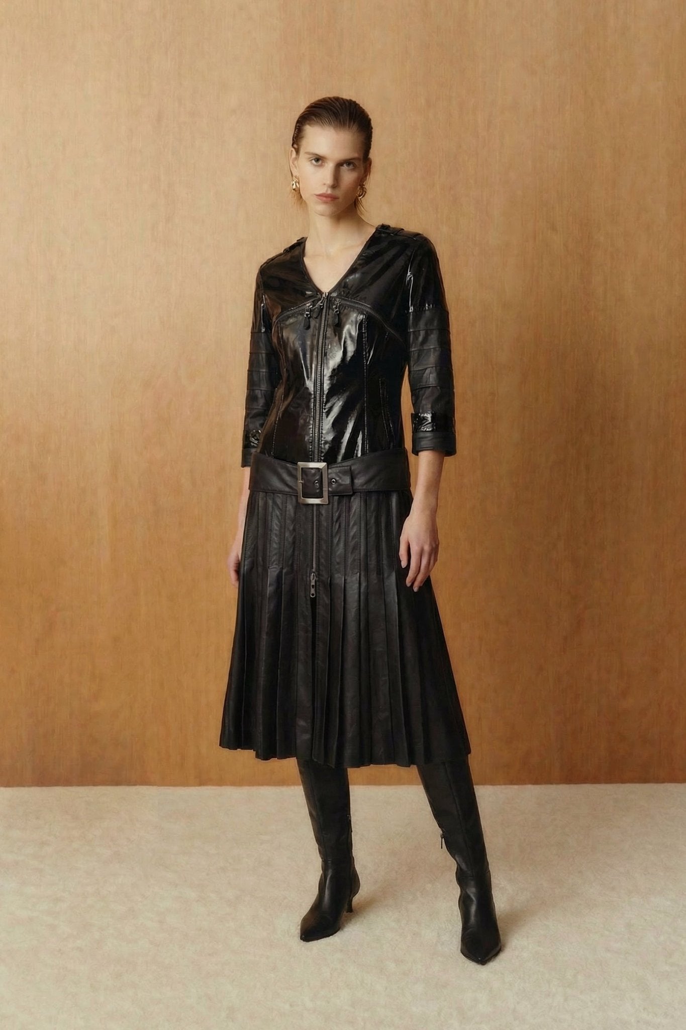 Black Leather Trench Coat - ADAMO