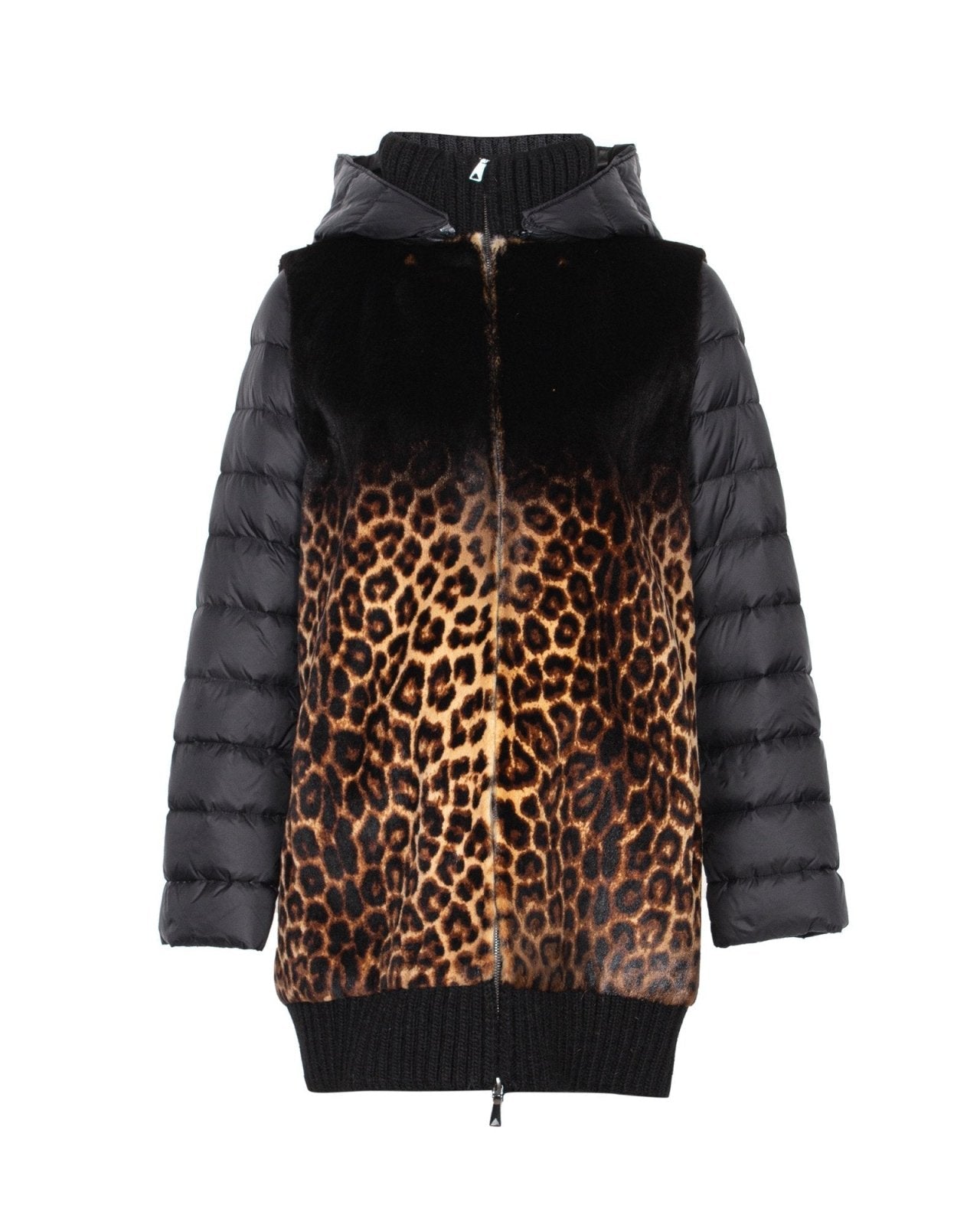 Black Leopard Pattern Fur Coat - ADAMO