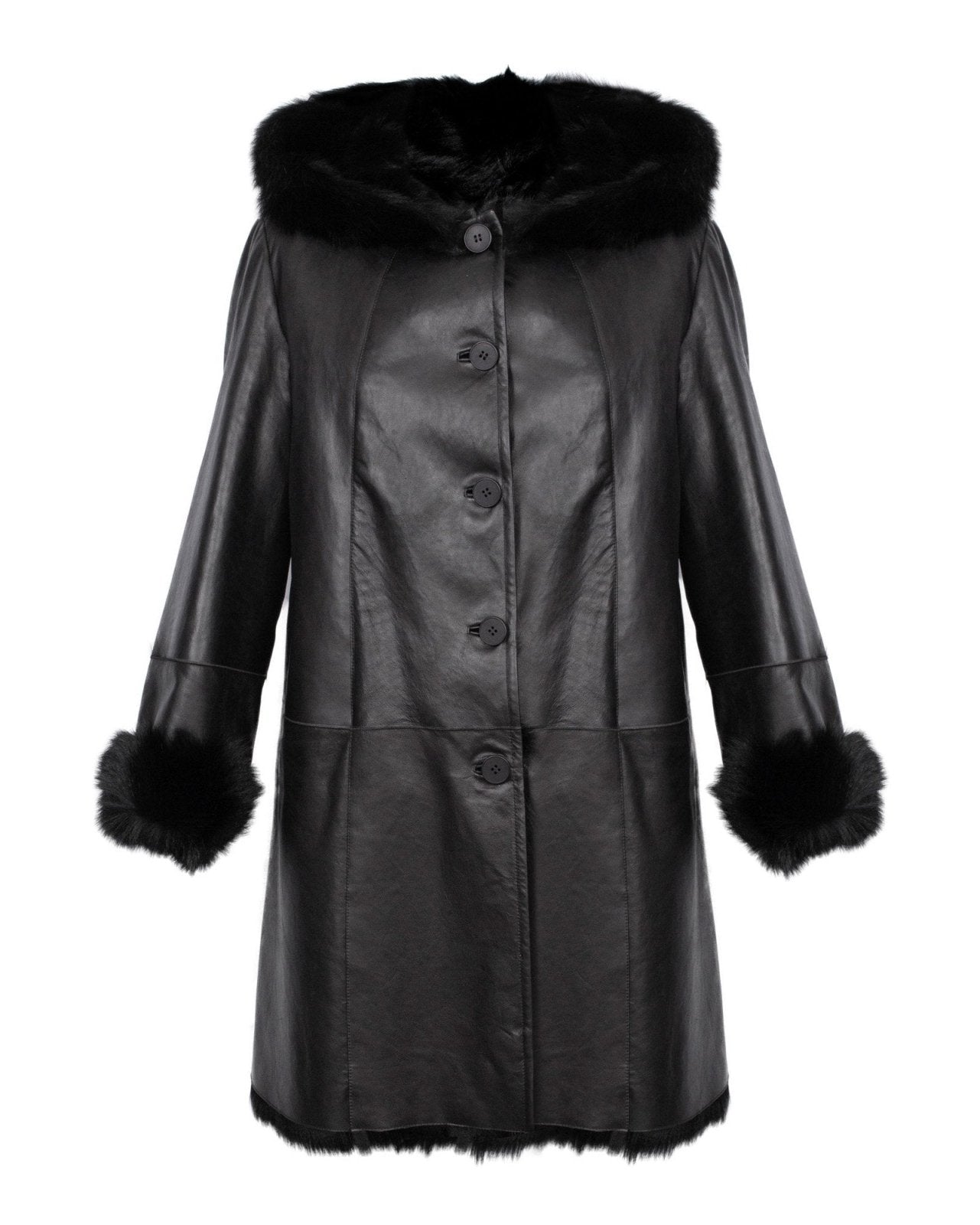 Black Long Leather Coat - ADAMO