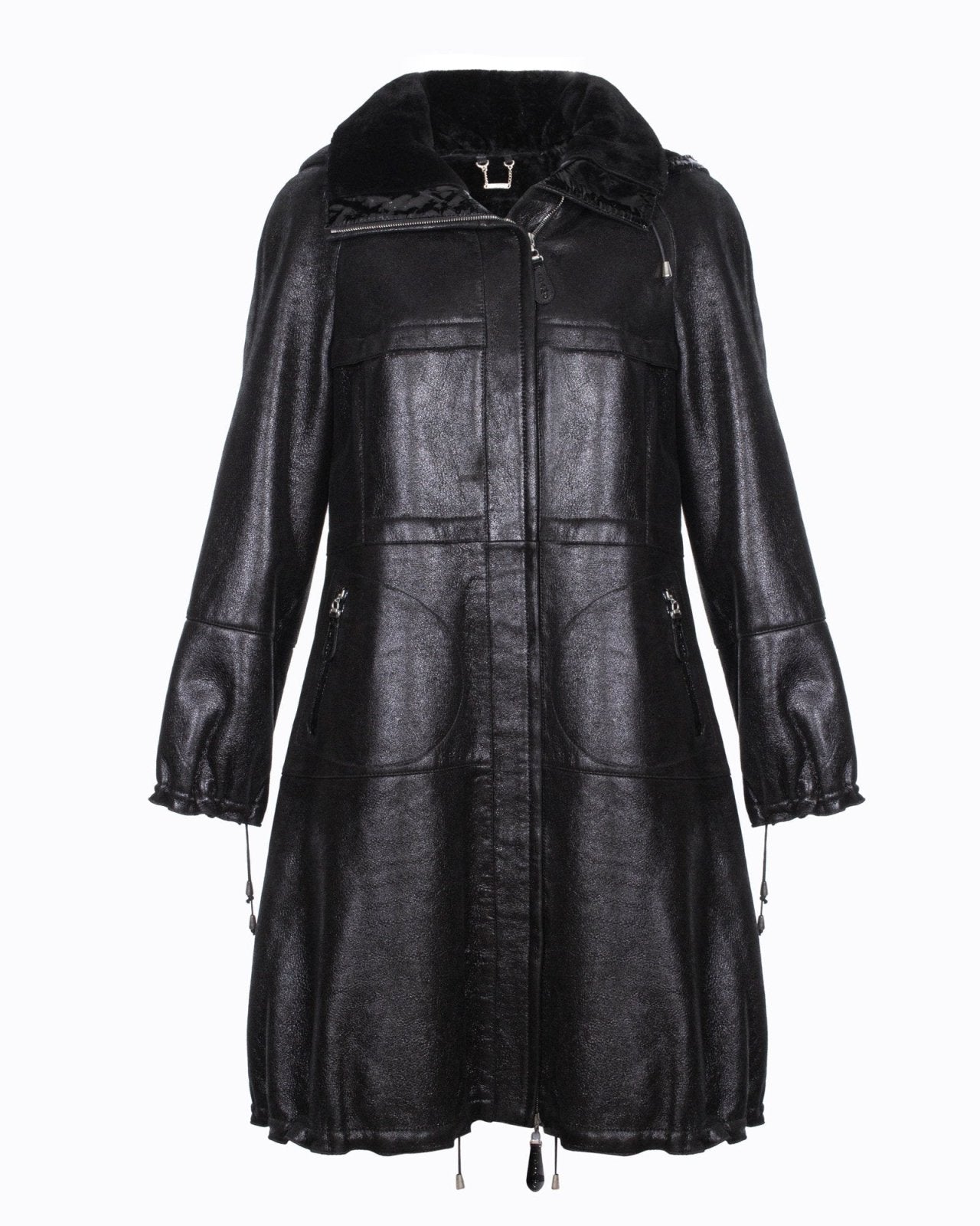 Black Long Leather Coat - ADAMO