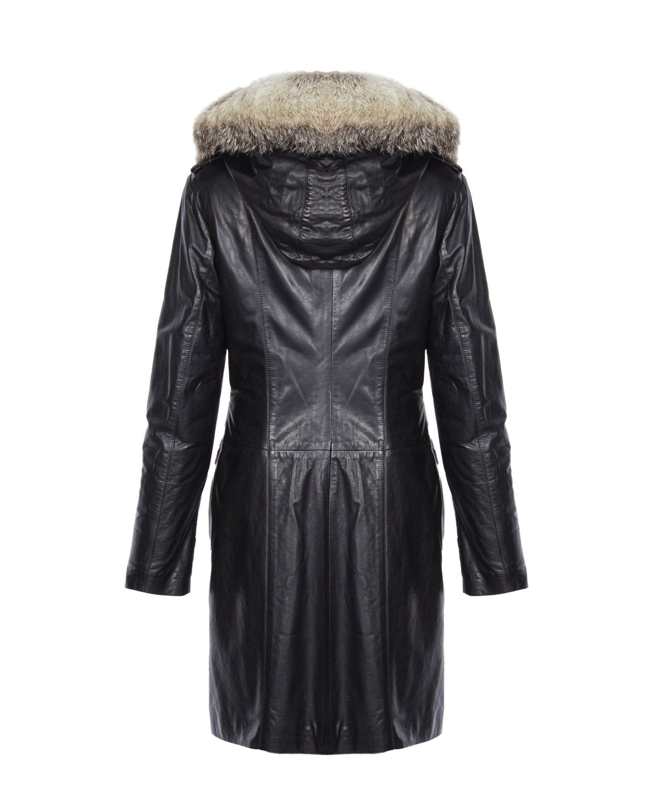 Black Long Leather Coat - ADAMO