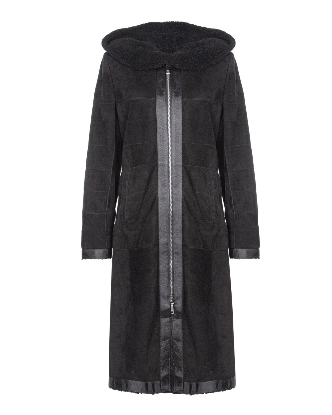 Black Long Leather Coat - ADAMO