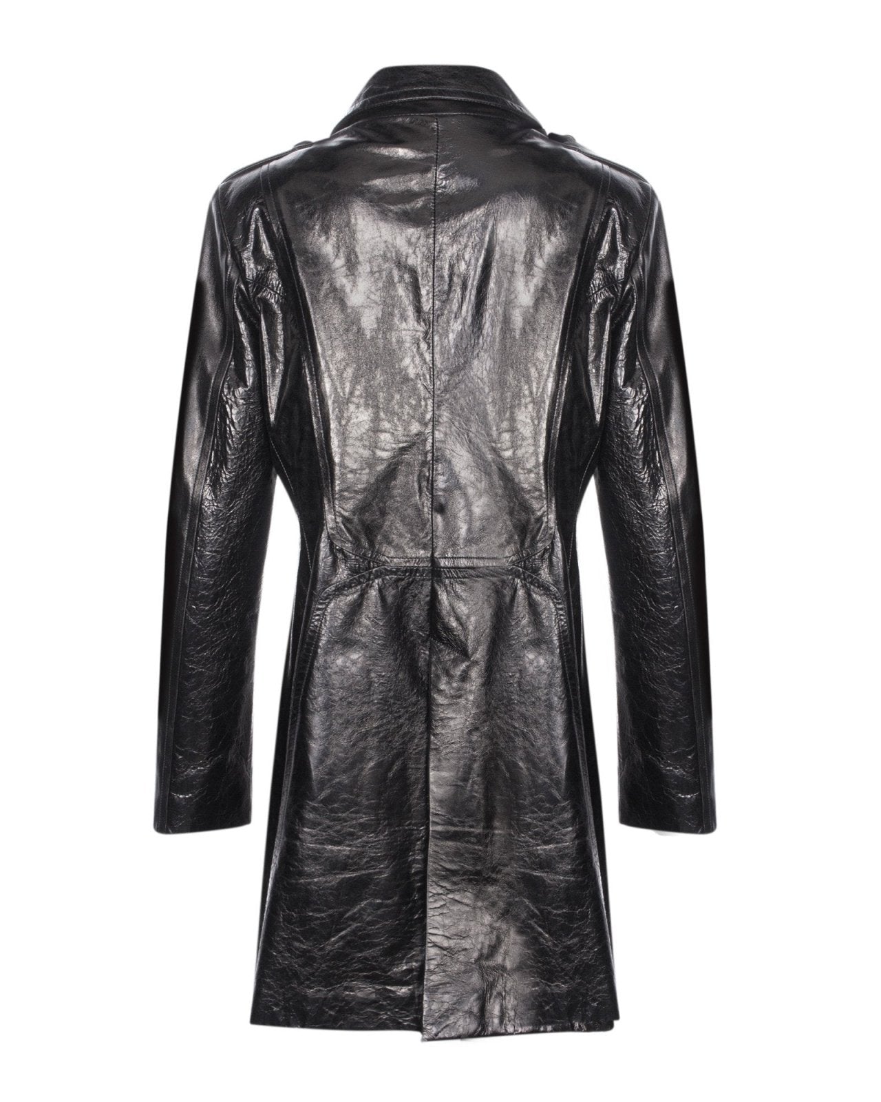 Black Long Leather Coat - ADAMO