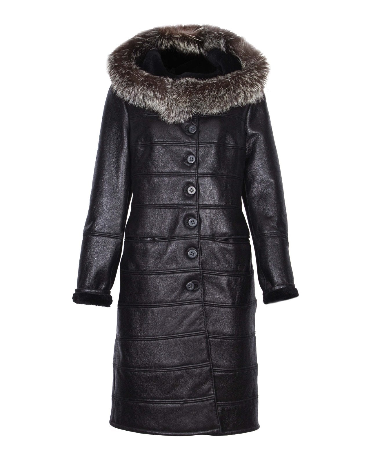 Black Long Leather Coat - ADAMO