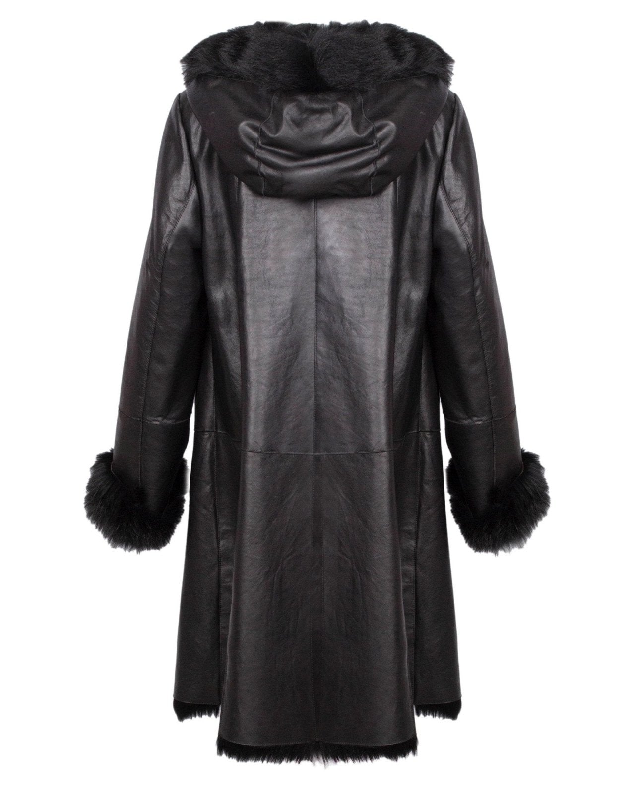 Black Long Leather Coat - ADAMO