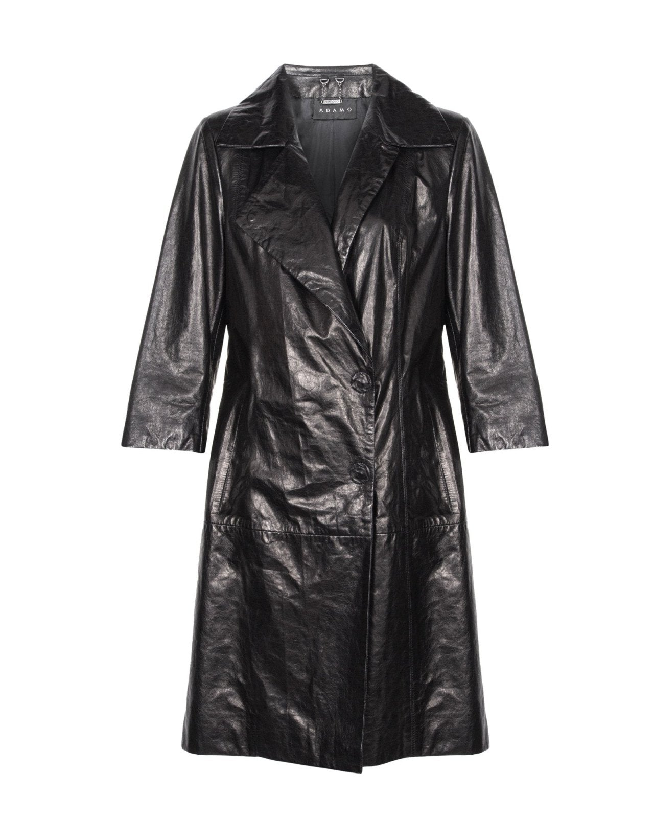 Black Long Leather Coat - ADAMO