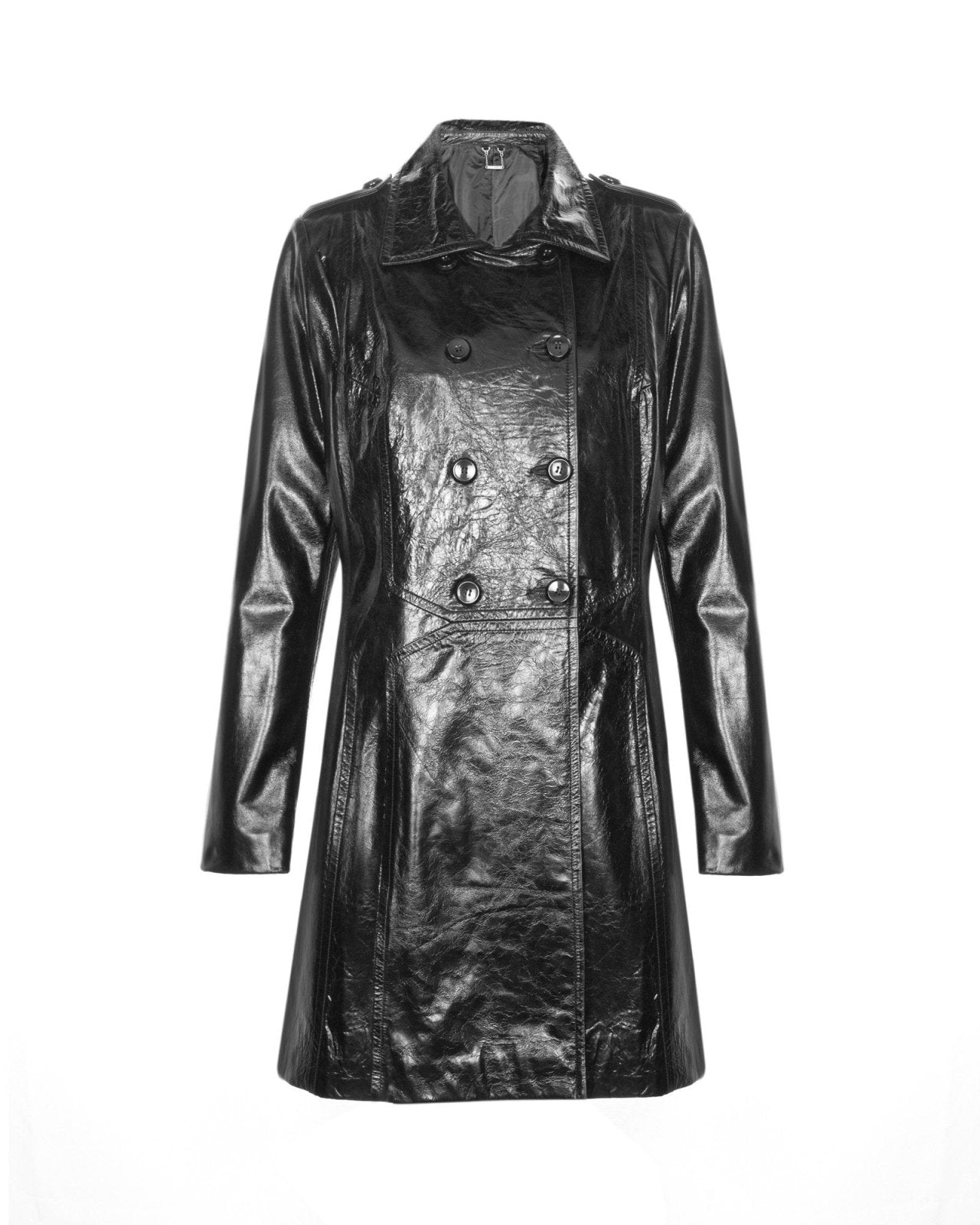 Black Long Leather Coat - ADAMO