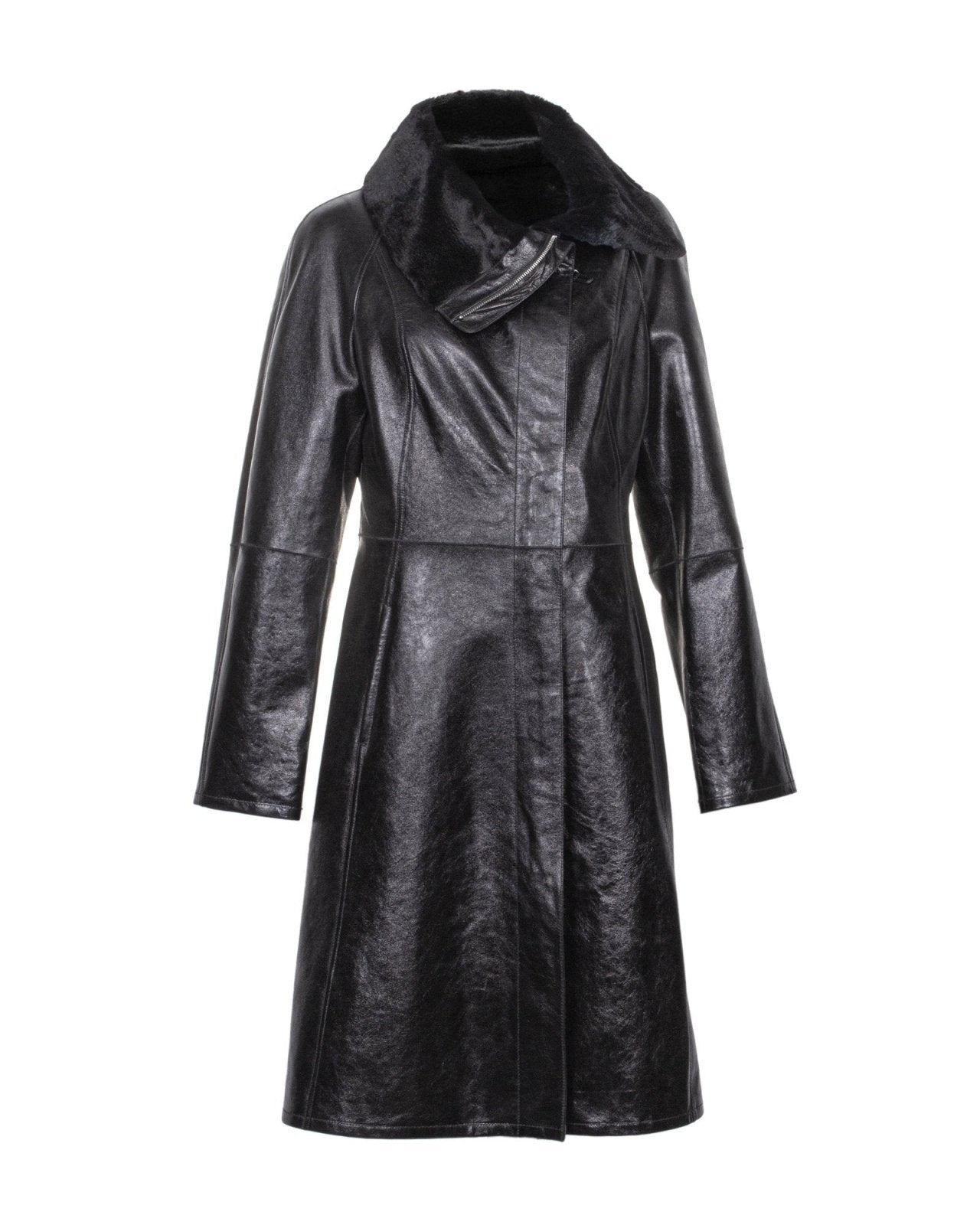 Black Long Leather Coat - ADAMO