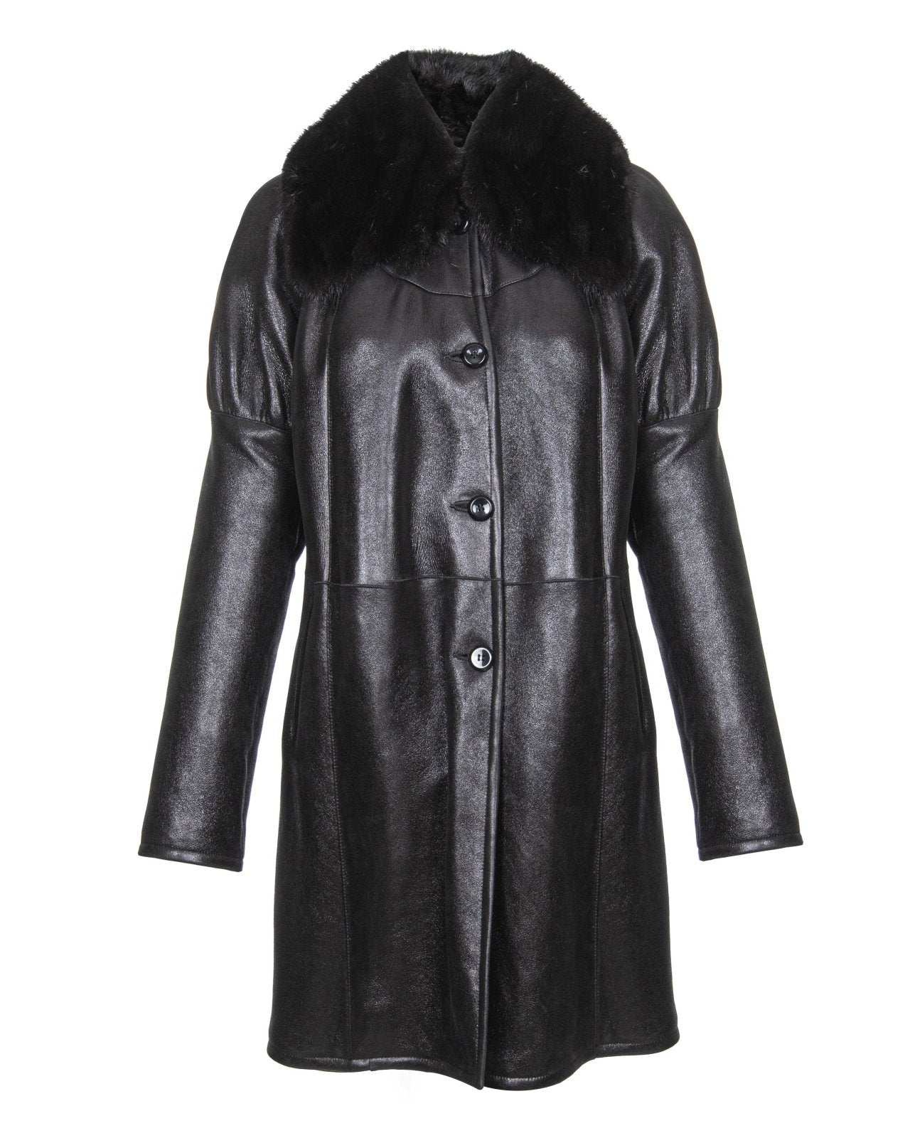 Black Long Leather Coat - ADAMO