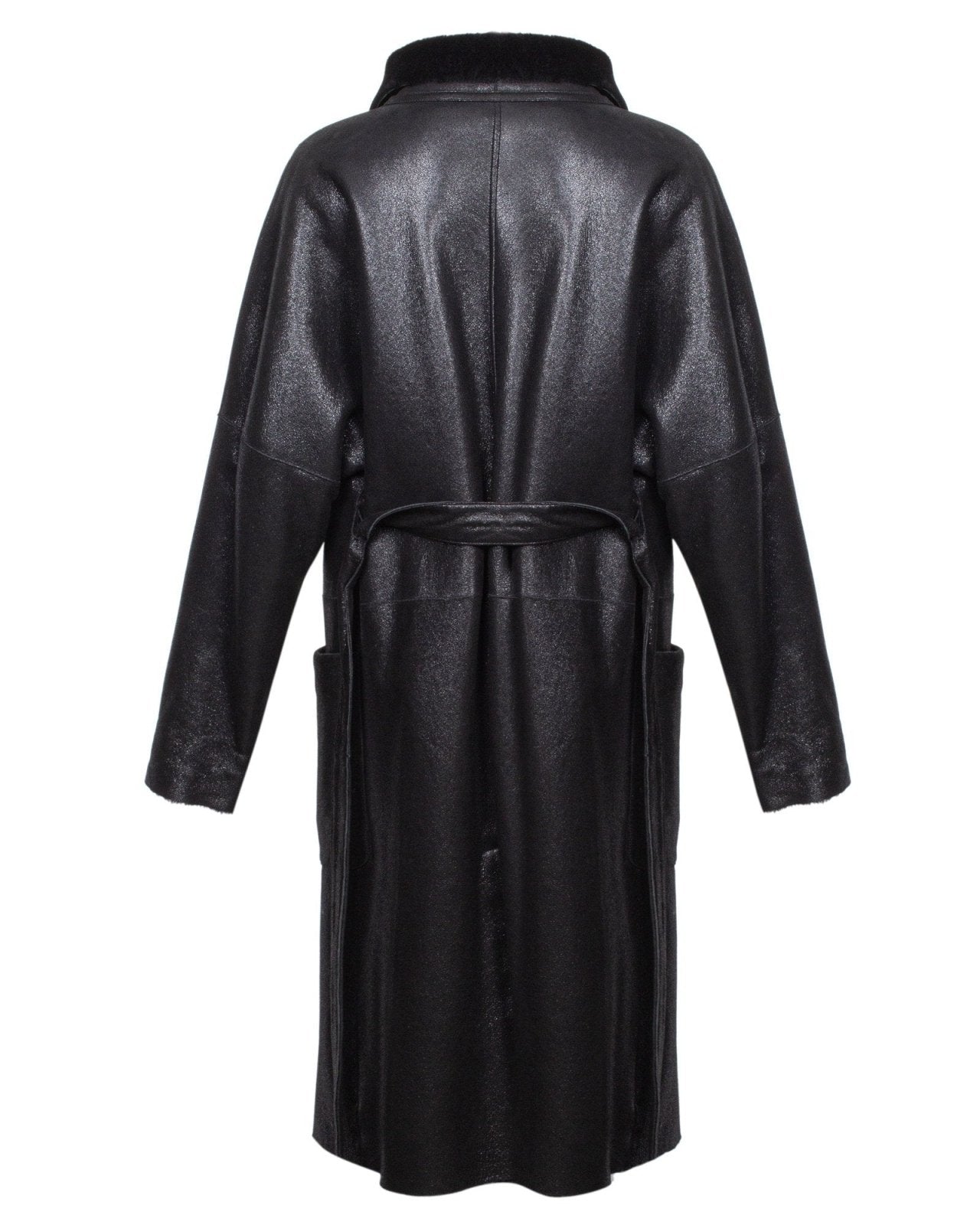 Black Long Leather Coat - ADAMO