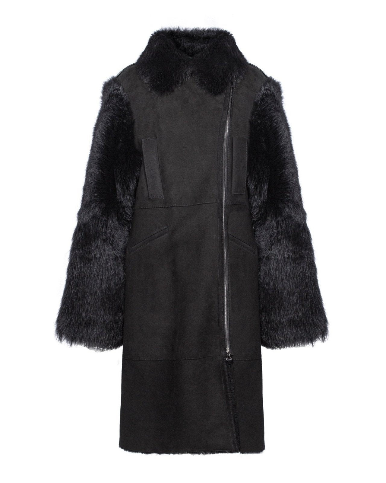 Black Long Leather Coat - ADAMO