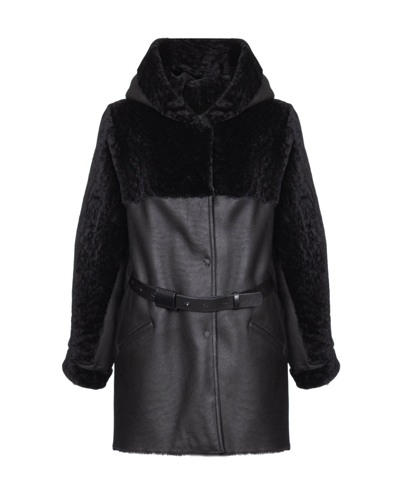 Black Long Leather Coat - ADAMO