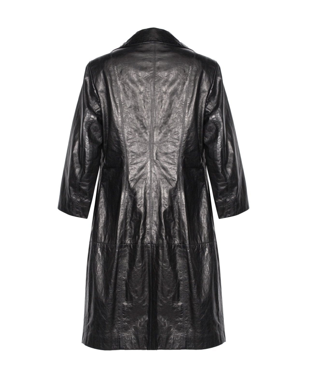 Black Long Leather Coat - ADAMO