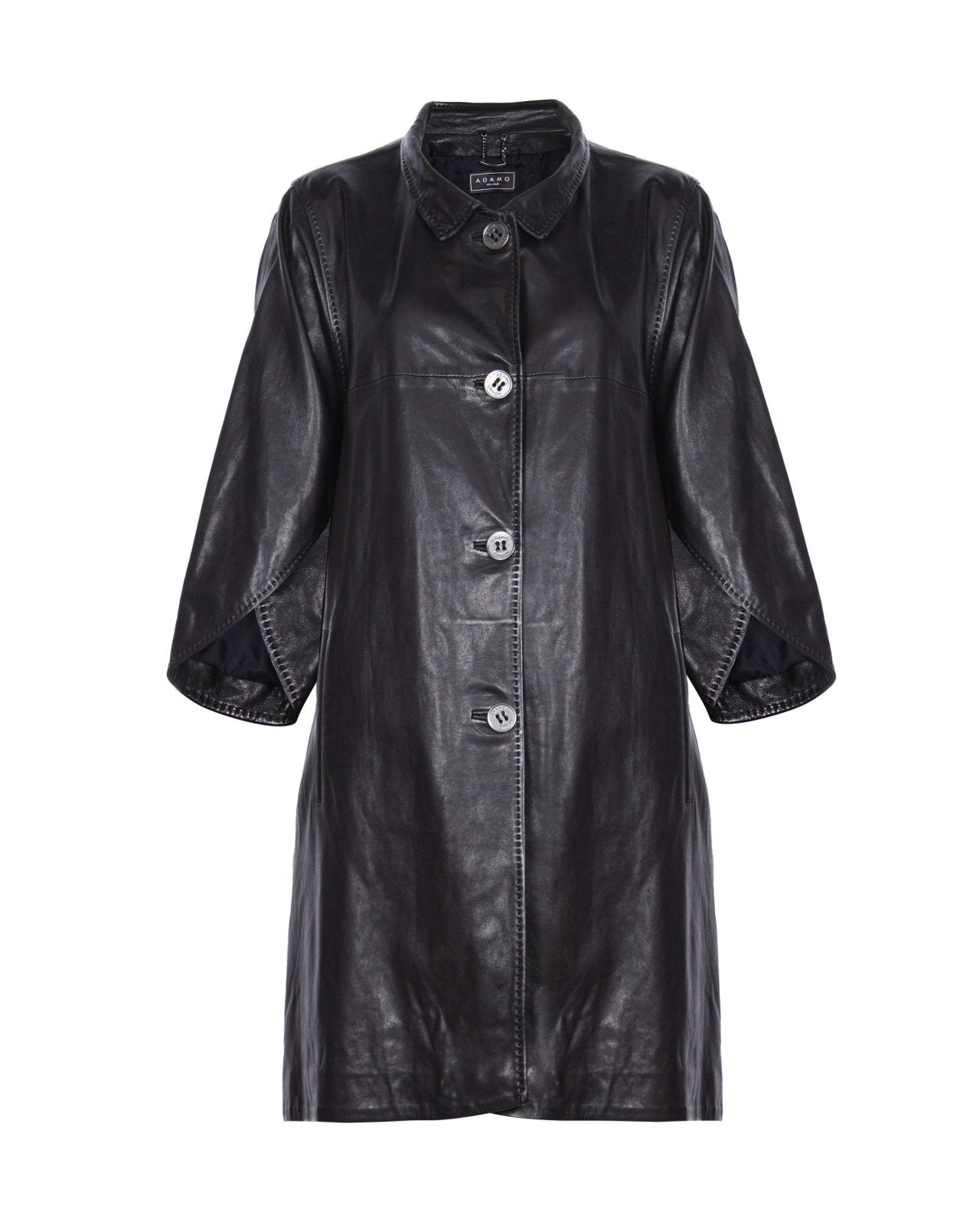 Black Long Leather Coat - ADAMO