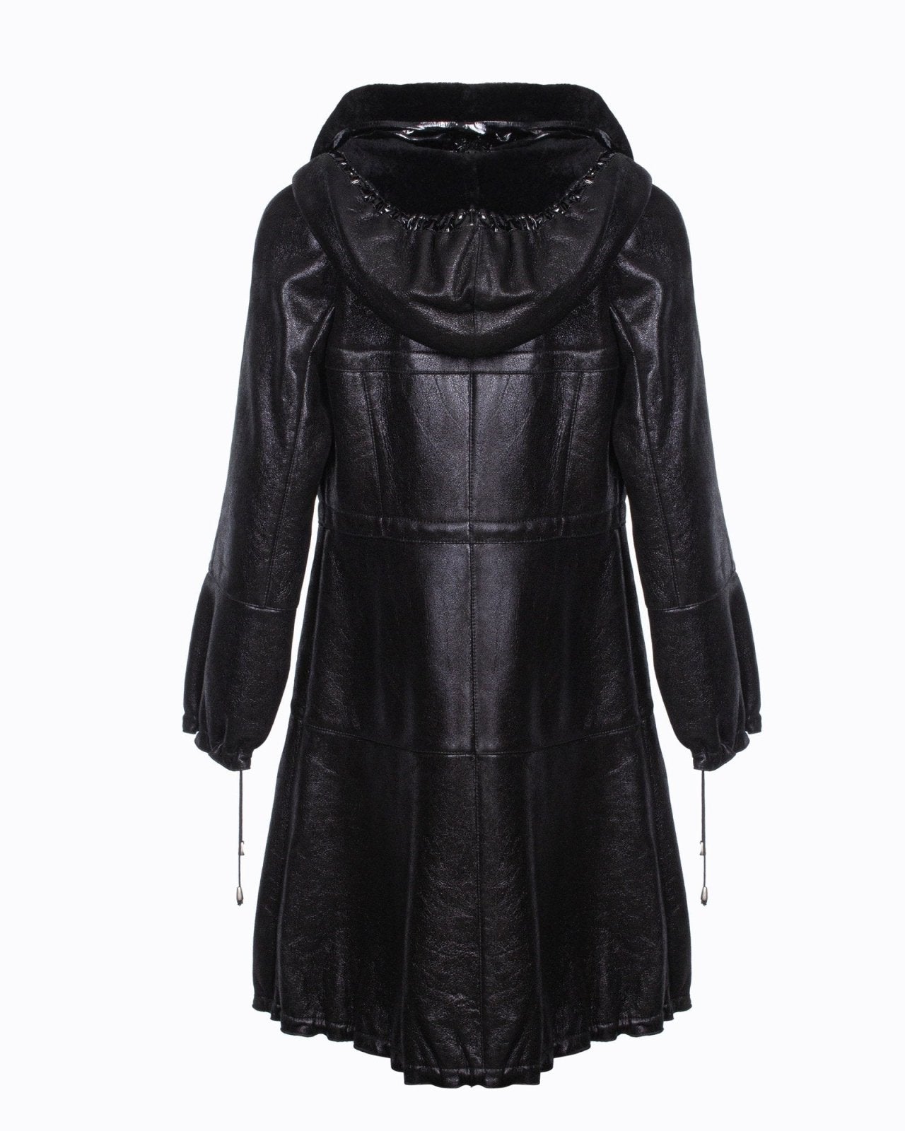 Black Long Leather Coat - ADAMO