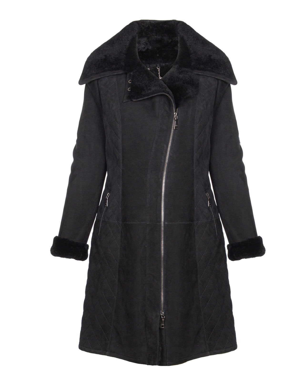 Black Long Leather Coat - ADAMO