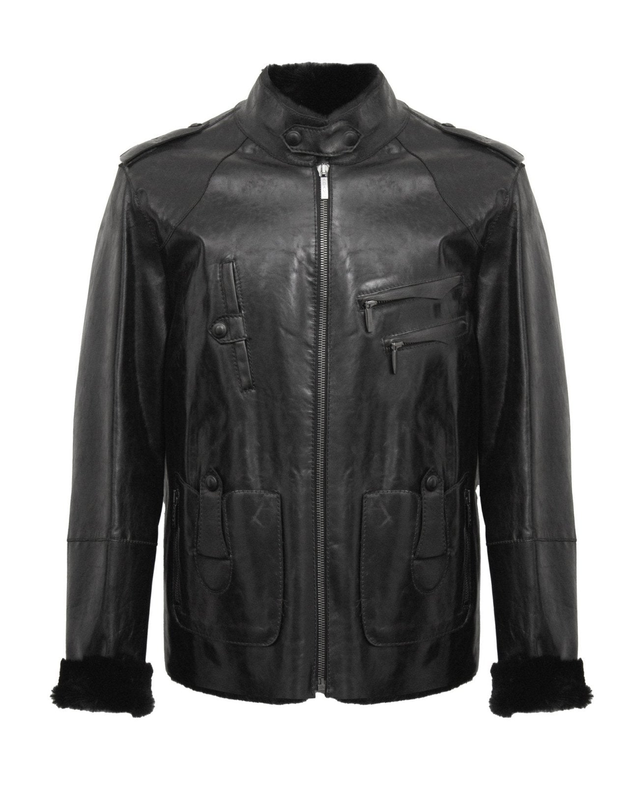 Black Long Leather Jacket - ADAMO