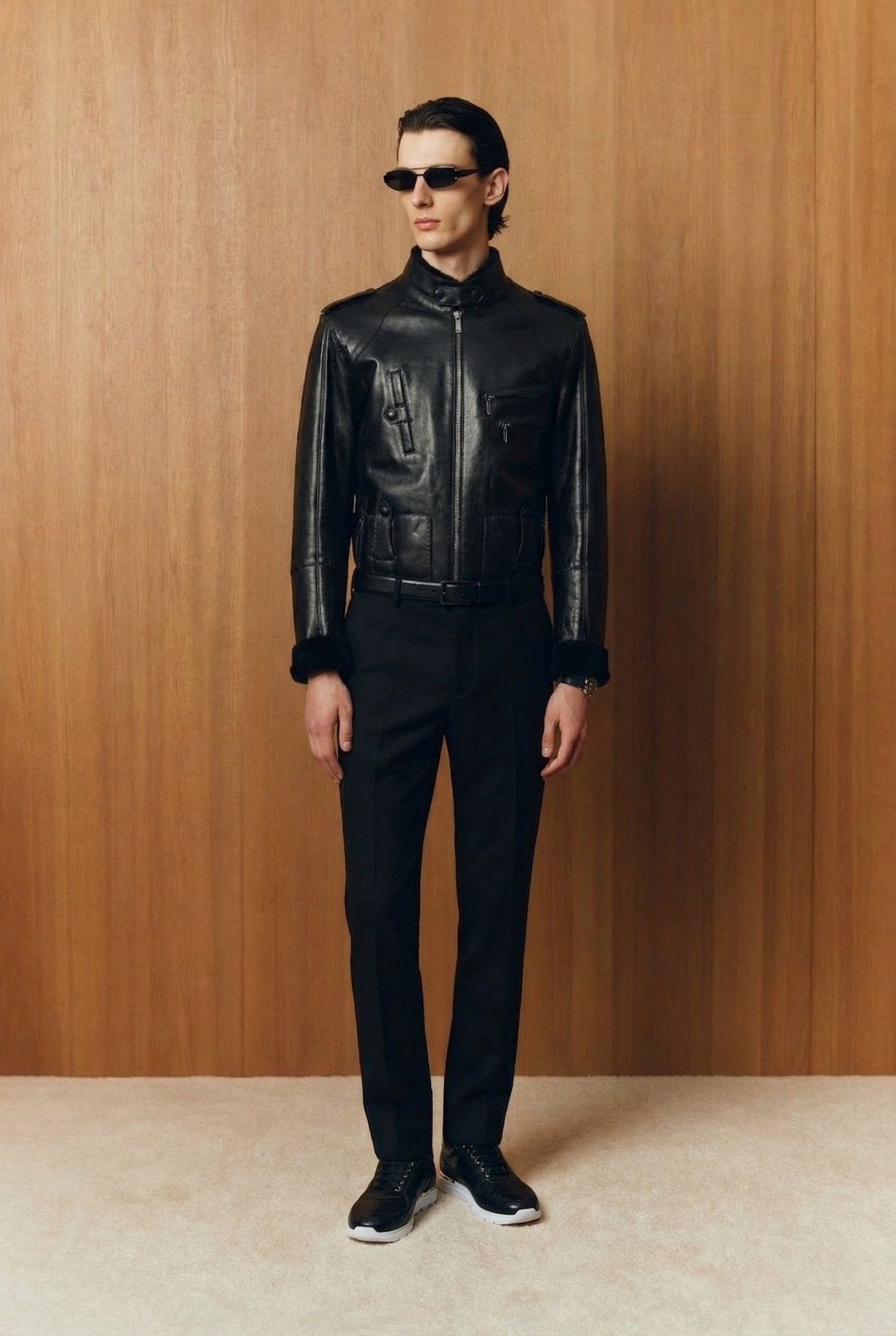 Black Long Leather Jacket - ADAMO
