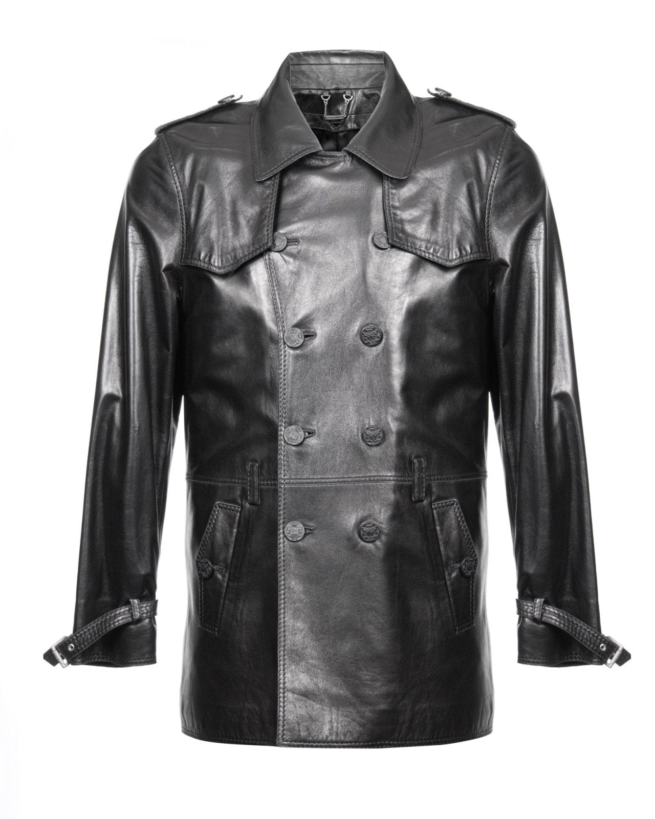 Black Long Leather Jacket - ADAMO