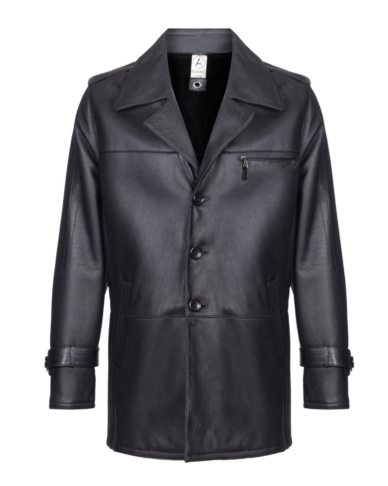 Black Long Leather Jacket - ADAMO