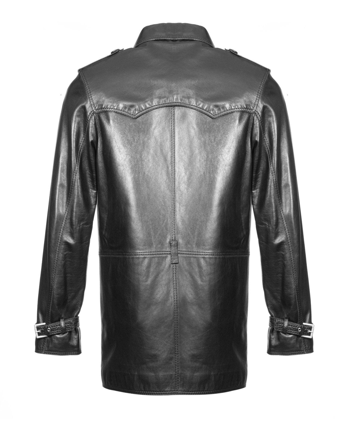 Black Long Leather Jacket - ADAMO