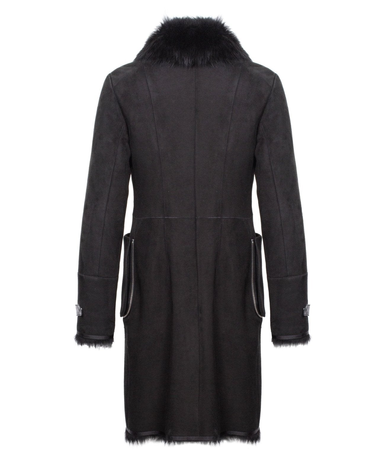 Black Long Shearling Coat - ADAMO