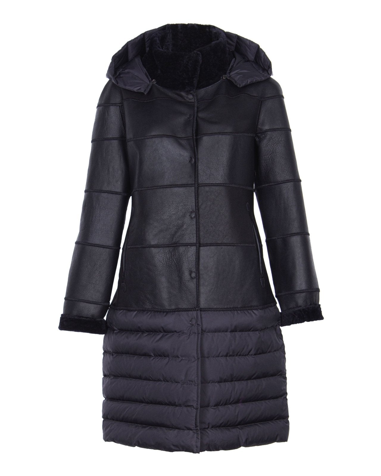 Black Long Shearling Coat - ADAMO