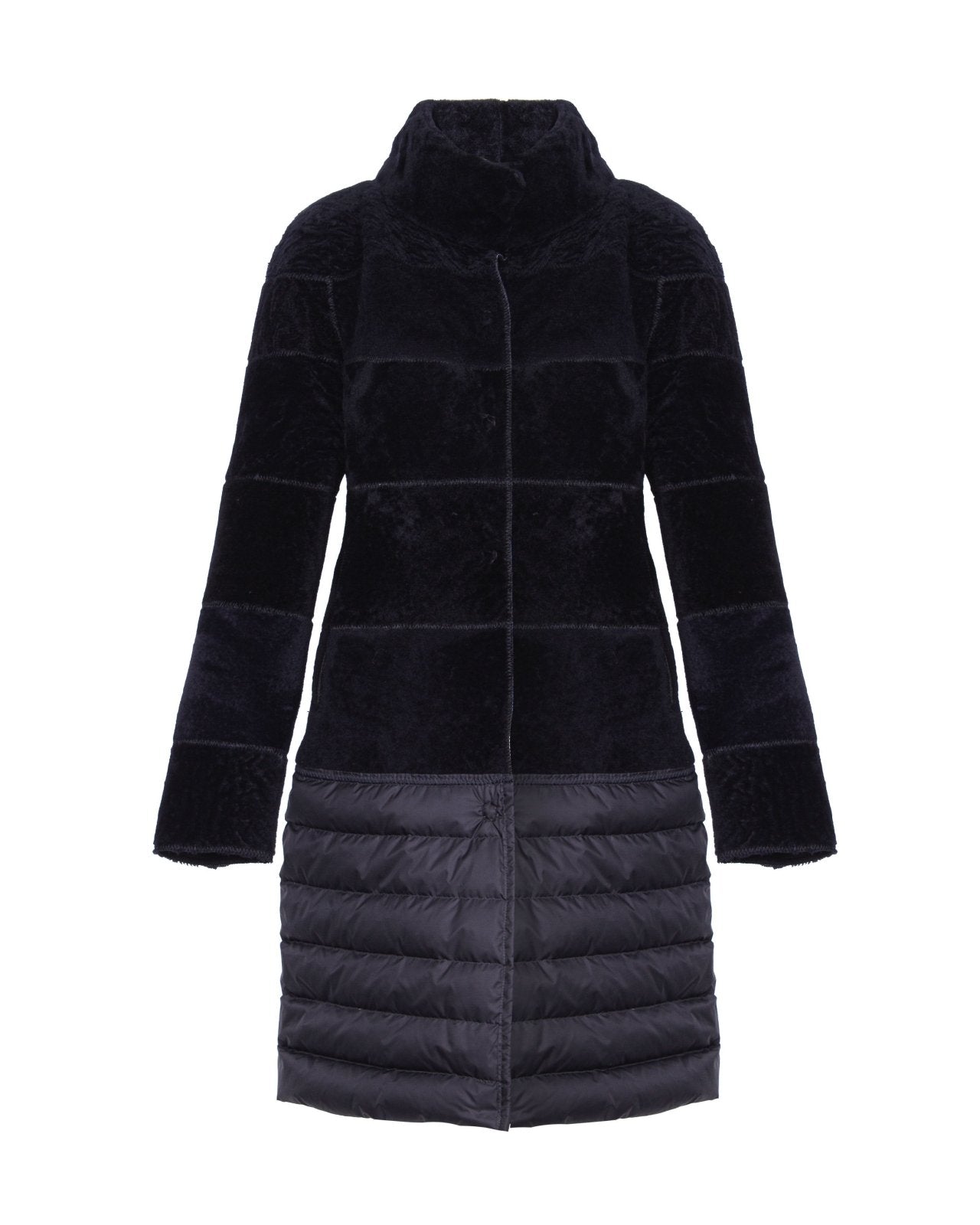 Black Long Shearling Coat - ADAMO