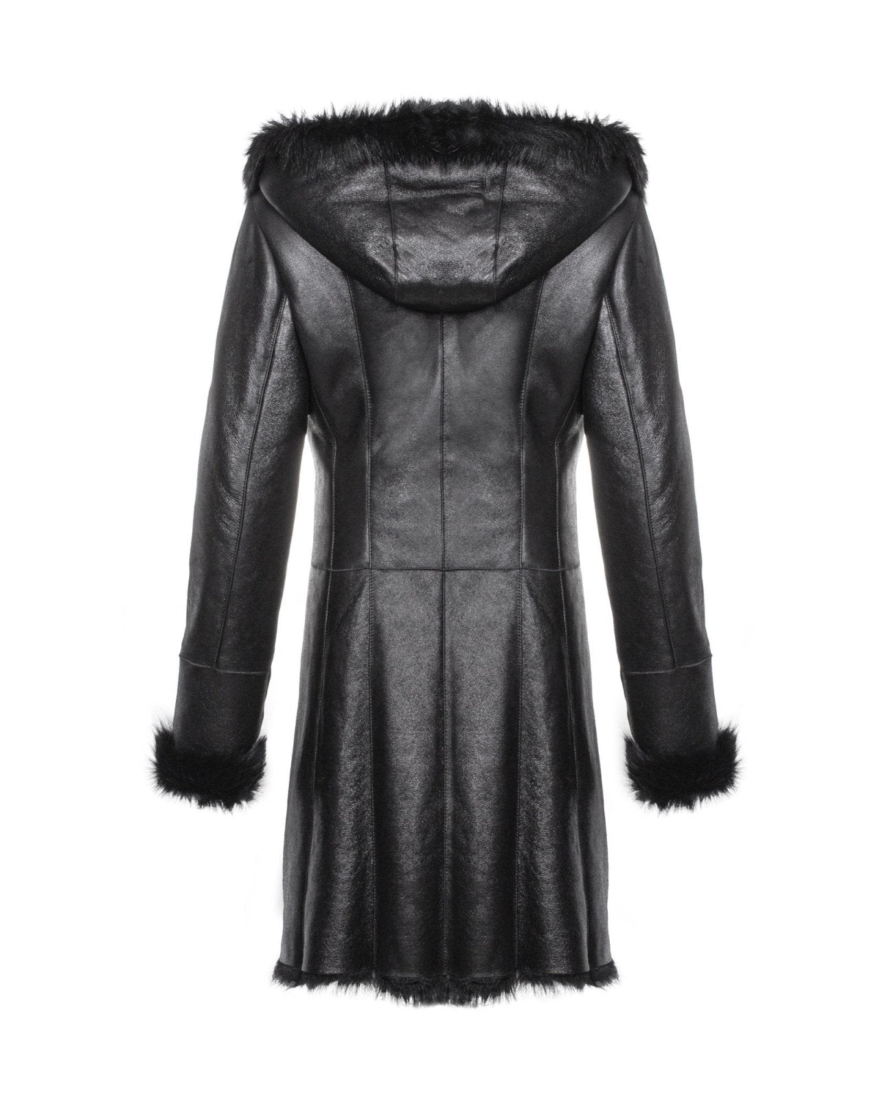 Black Long Shearling Coat - ADAMO