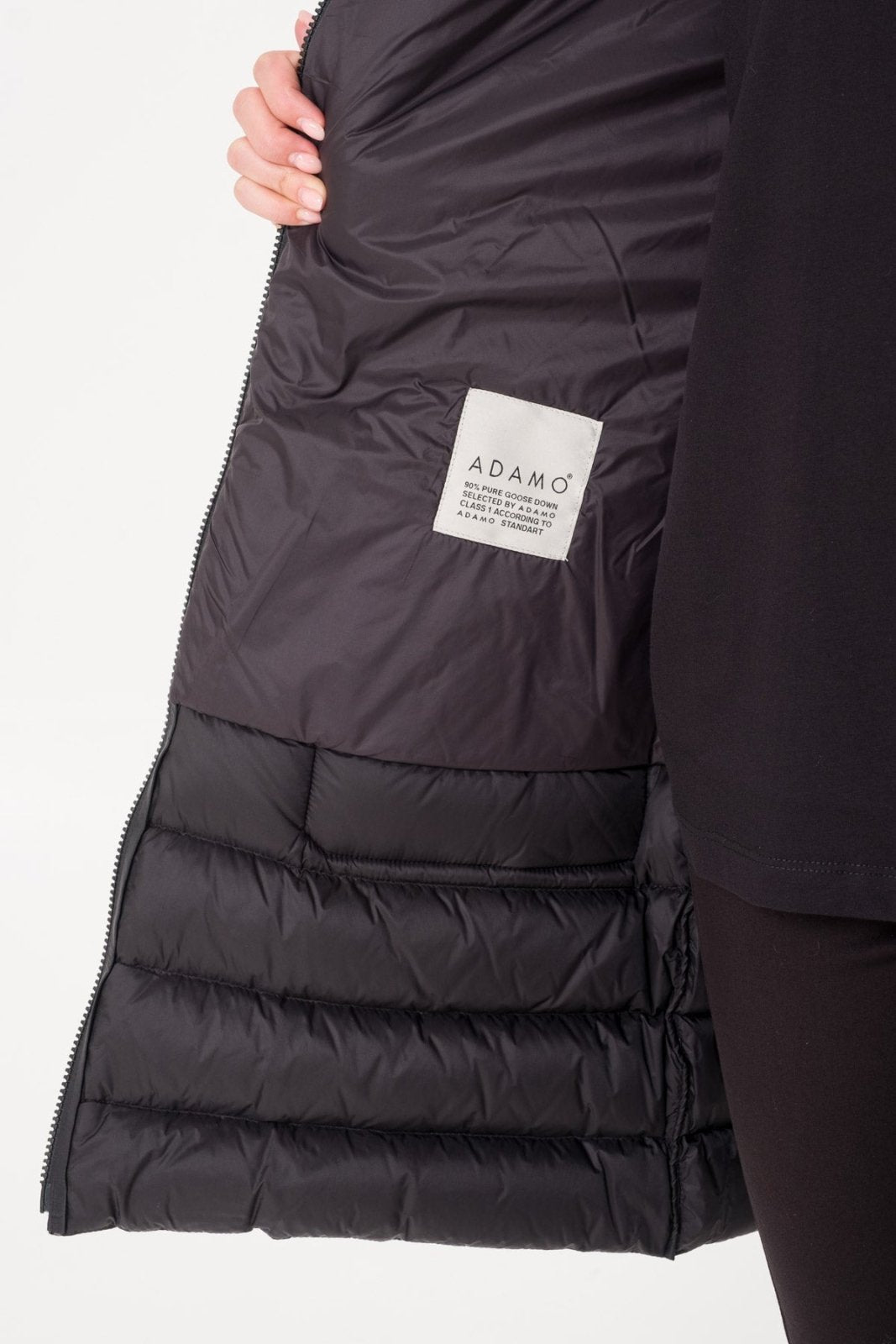 Black Long Shearling Puffer Coat - ADAMO