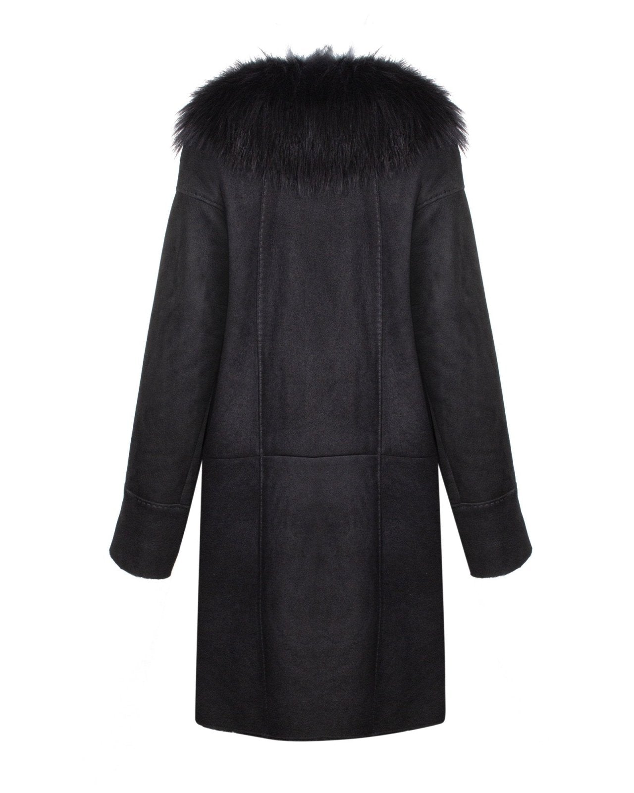 Black Long Suede Leather Coat - ADAMO