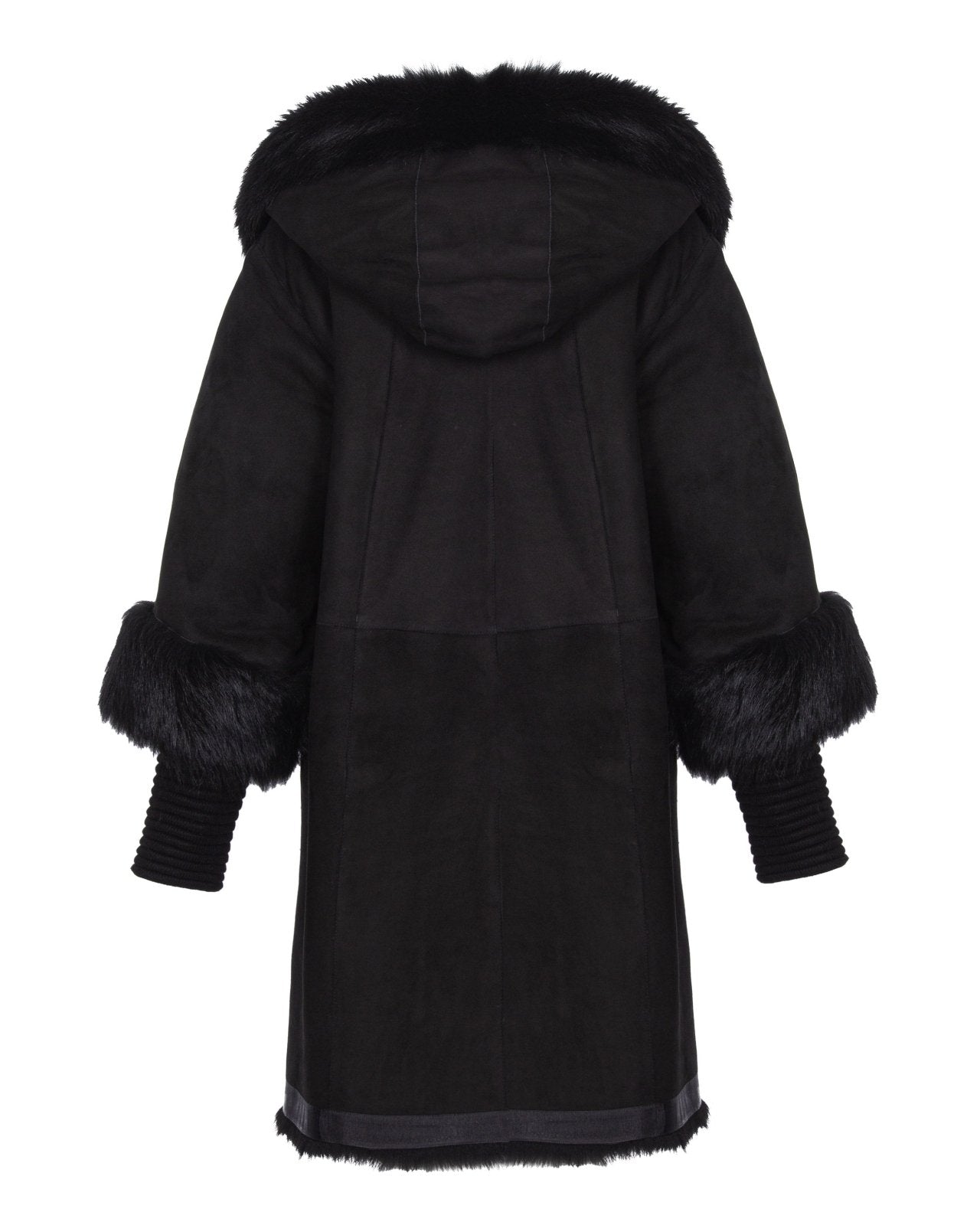 Black Long Suede Leather Coat - ADAMO