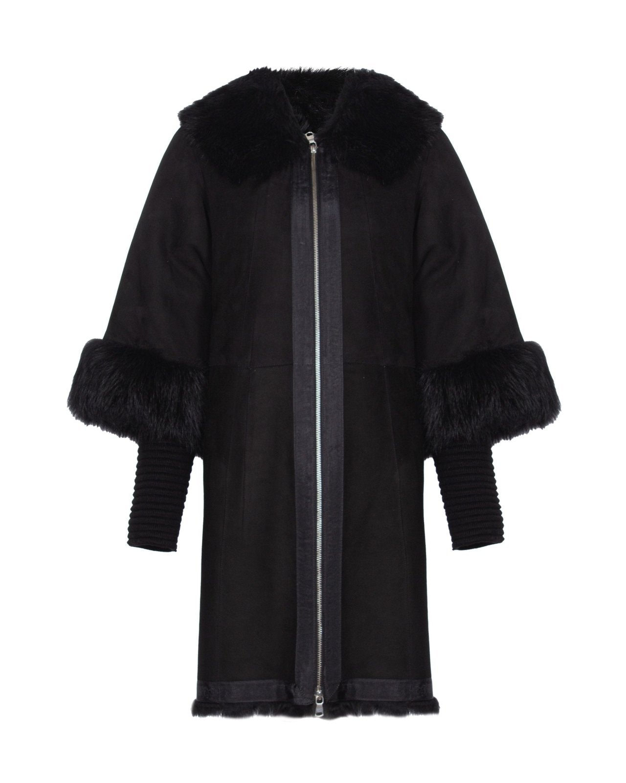 Black Long Suede Leather Coat - ADAMO