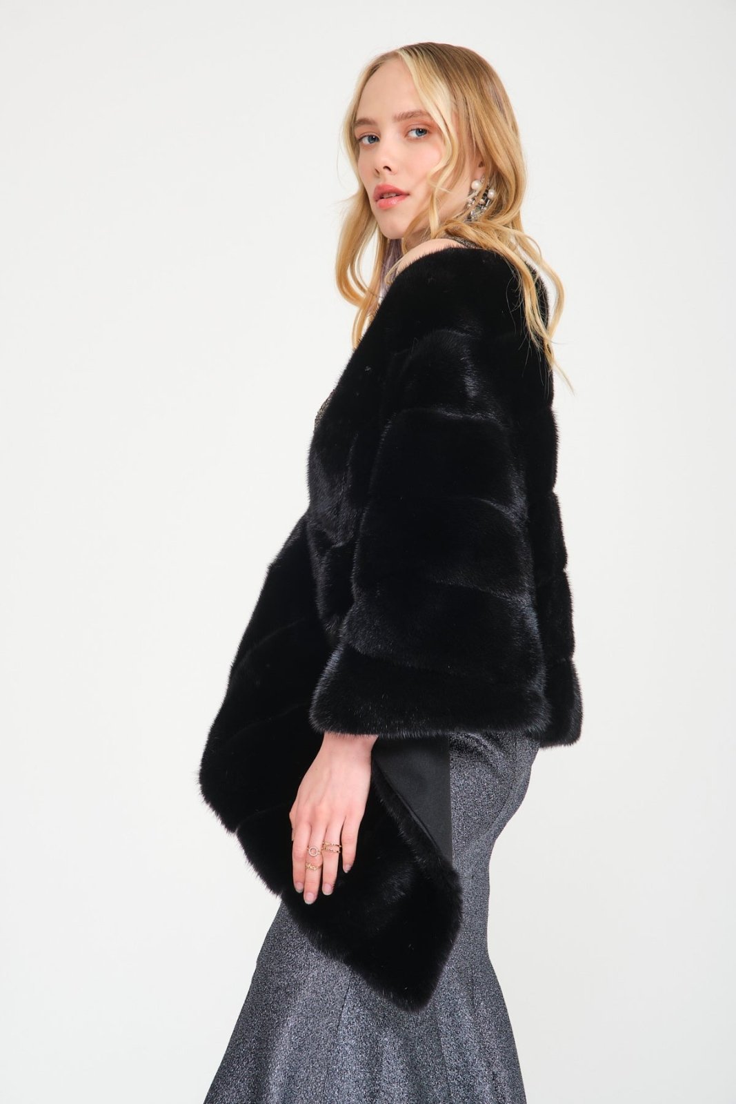 Black Mink Fur Shawl - ADAMO