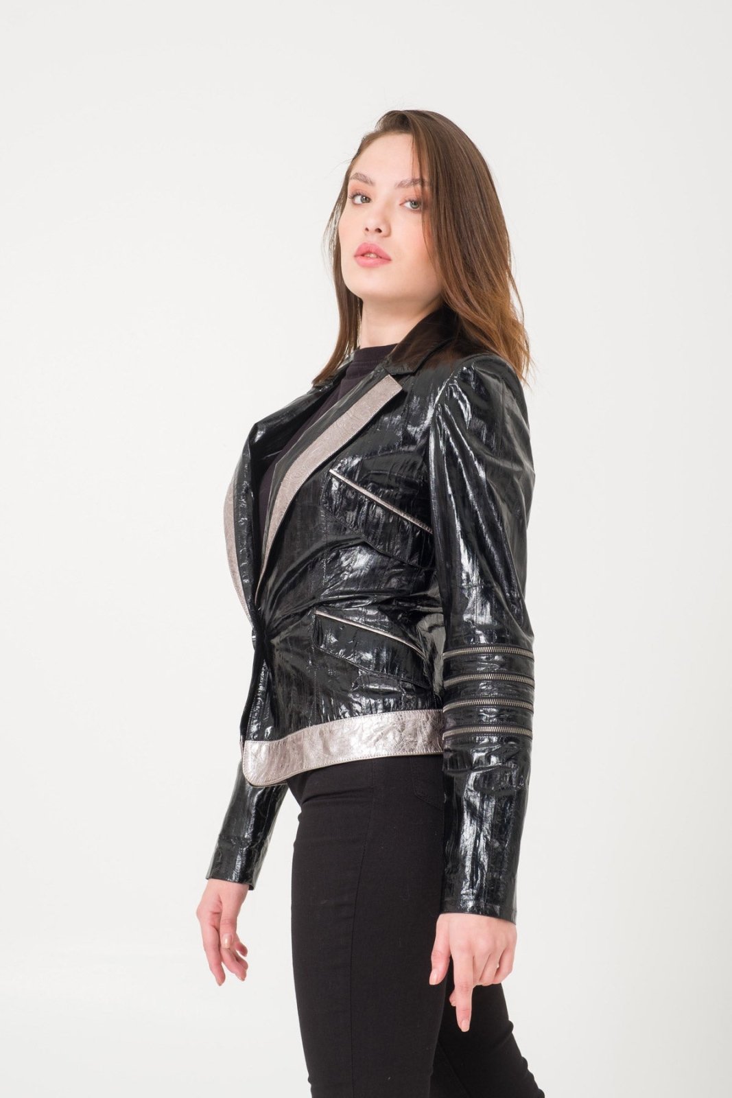 Black Patent Leather Blazer - ADAMO