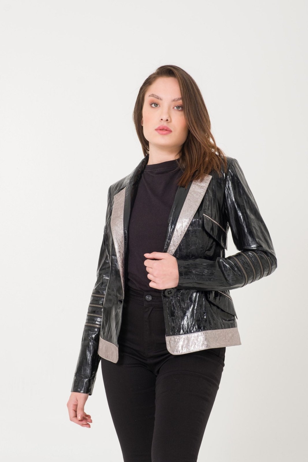 Black Patent Leather Blazer - ADAMO