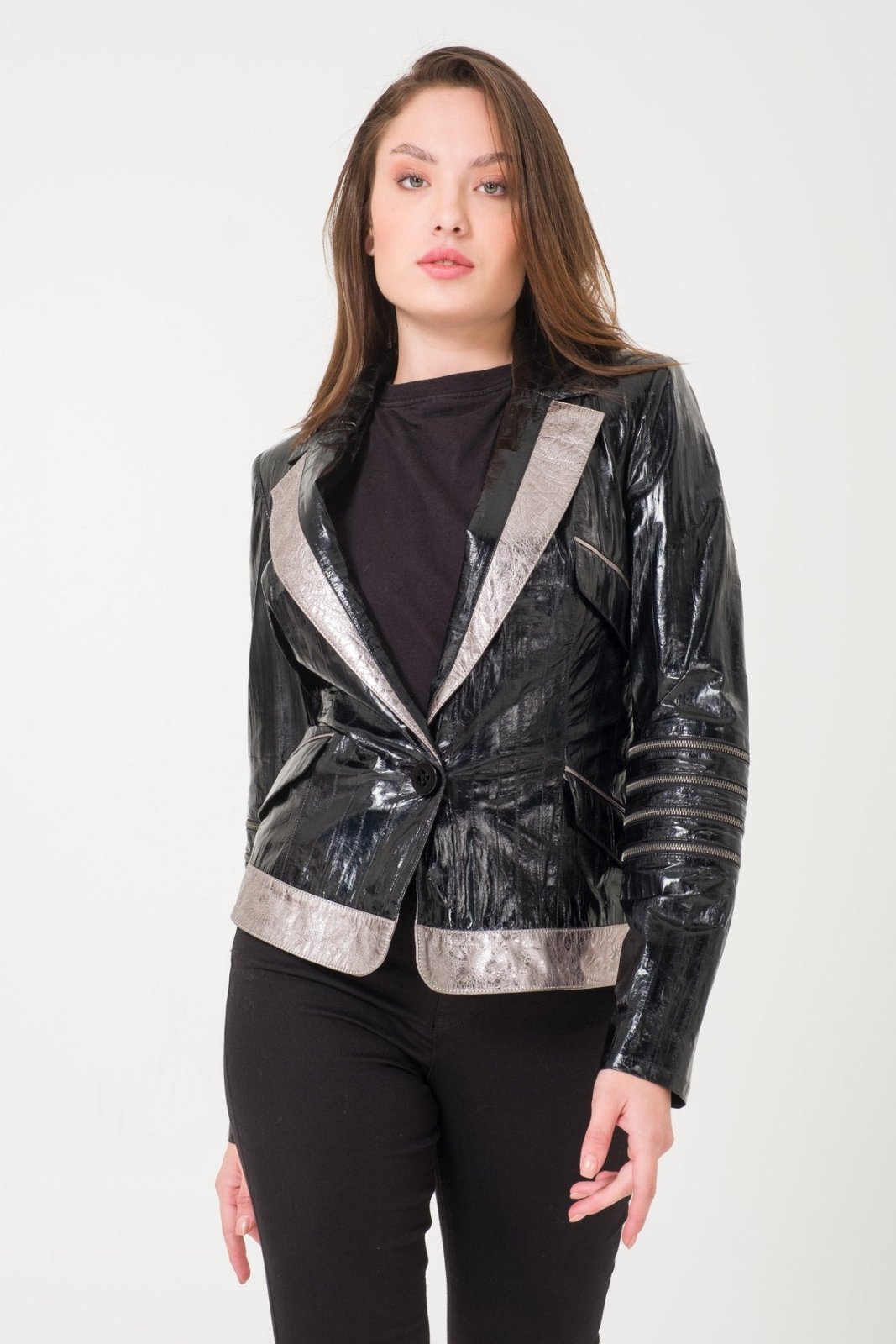 Black Patent Leather Blazer - ADAMO